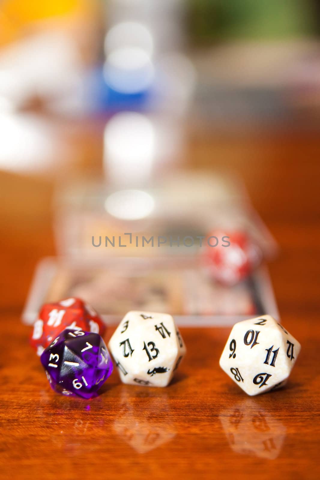 few dices with very shallow depth of field