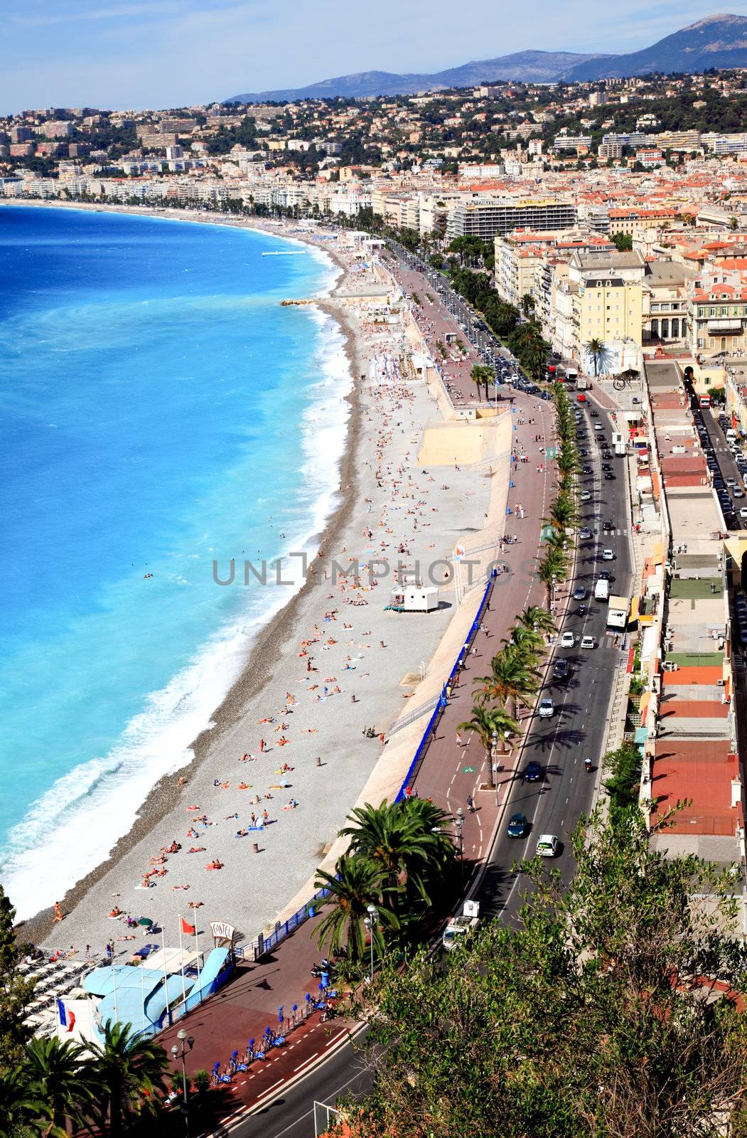 aerial view of beach in Nice France