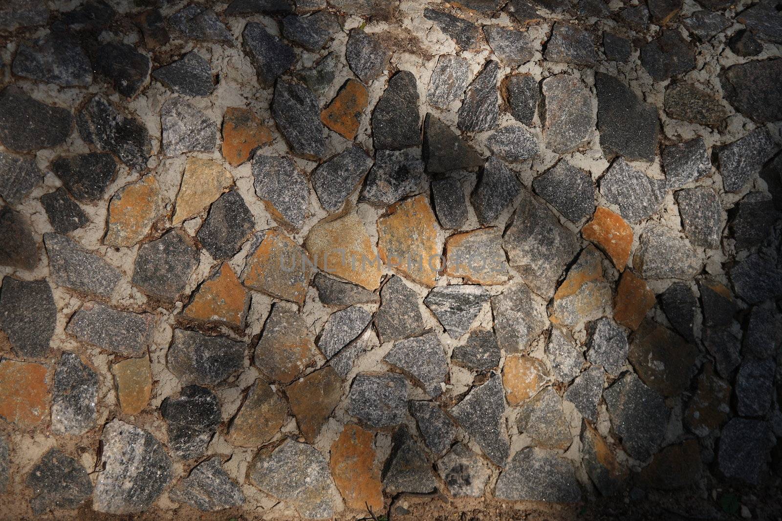 Restored ancient stone wall for surface texturing