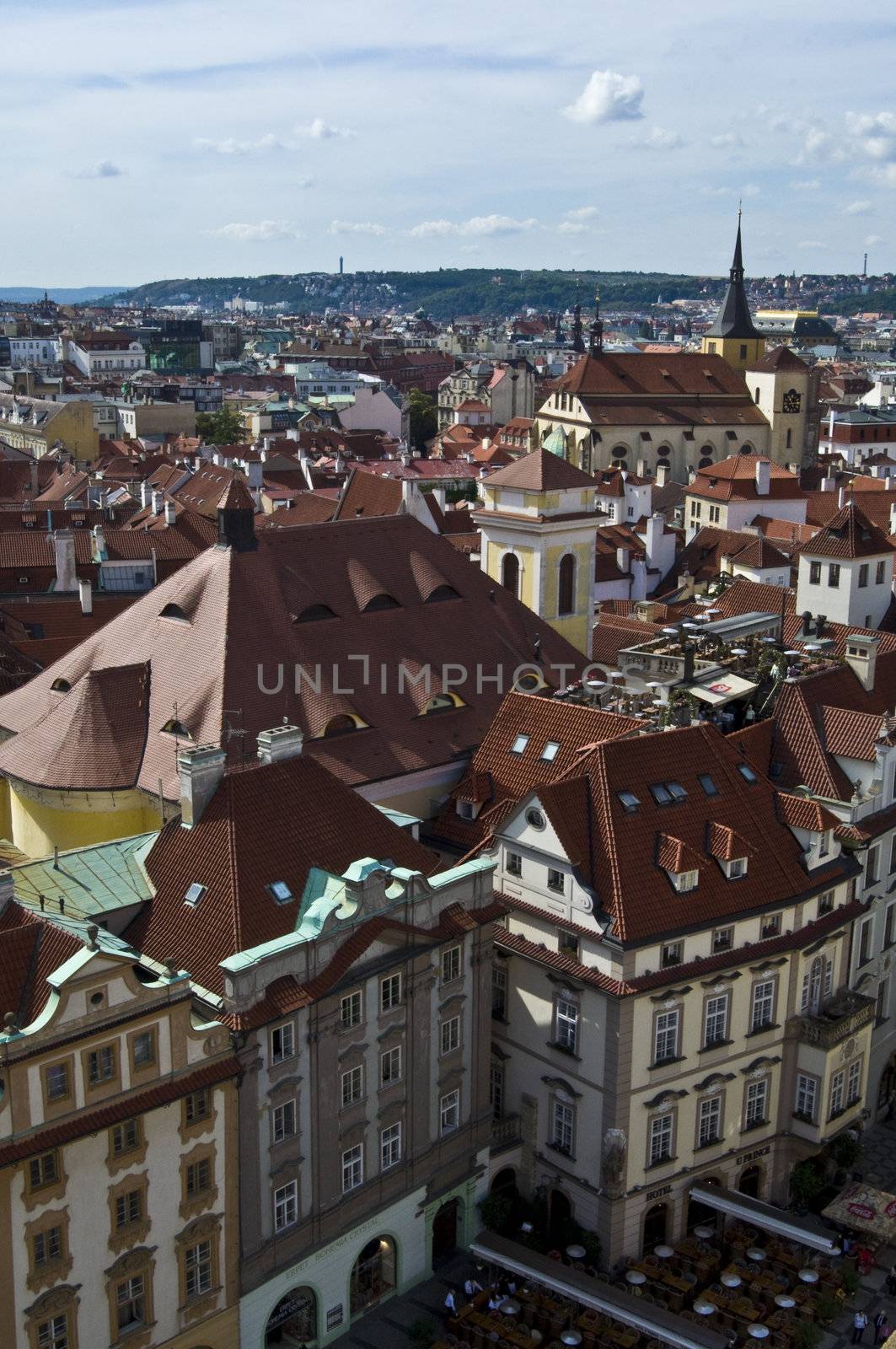 view over the roofs of the old Prague