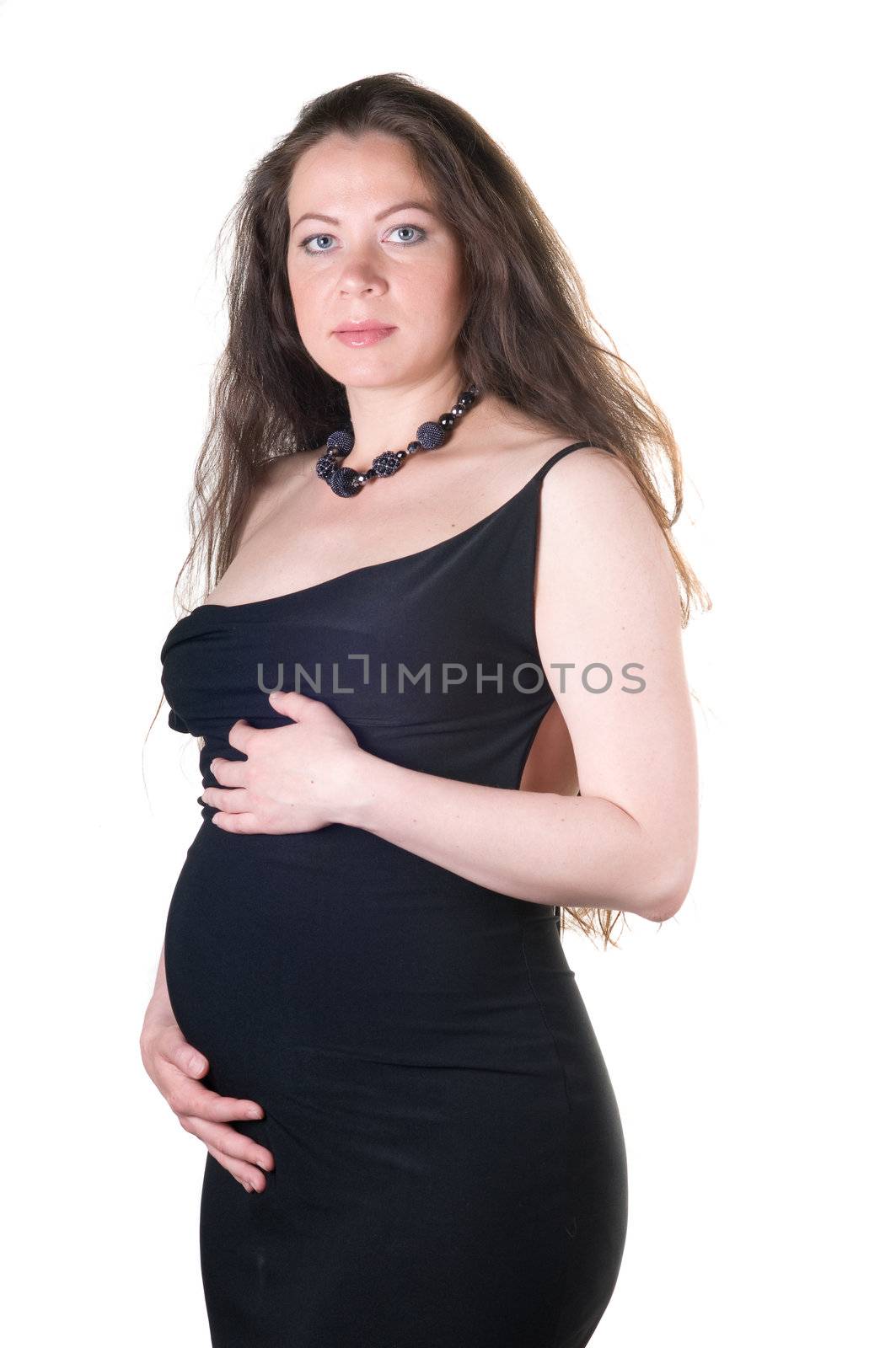 Shot of beautiful pregnant woman isolated on white