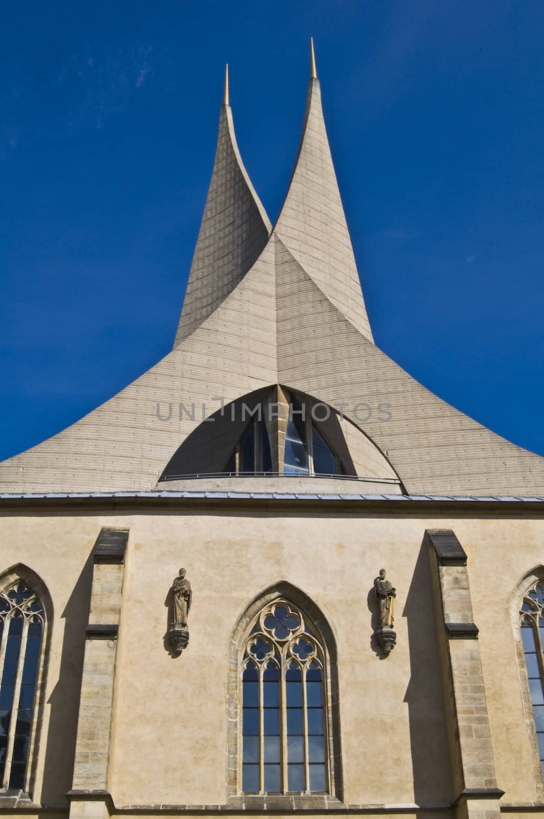 detail of the modern architecture of the Emmaus monastery