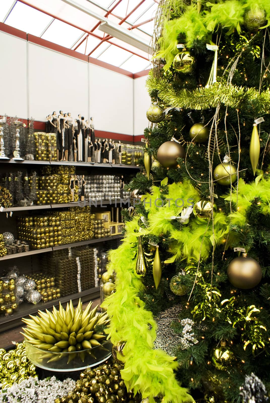 Part of a store in christmas atmosphere.