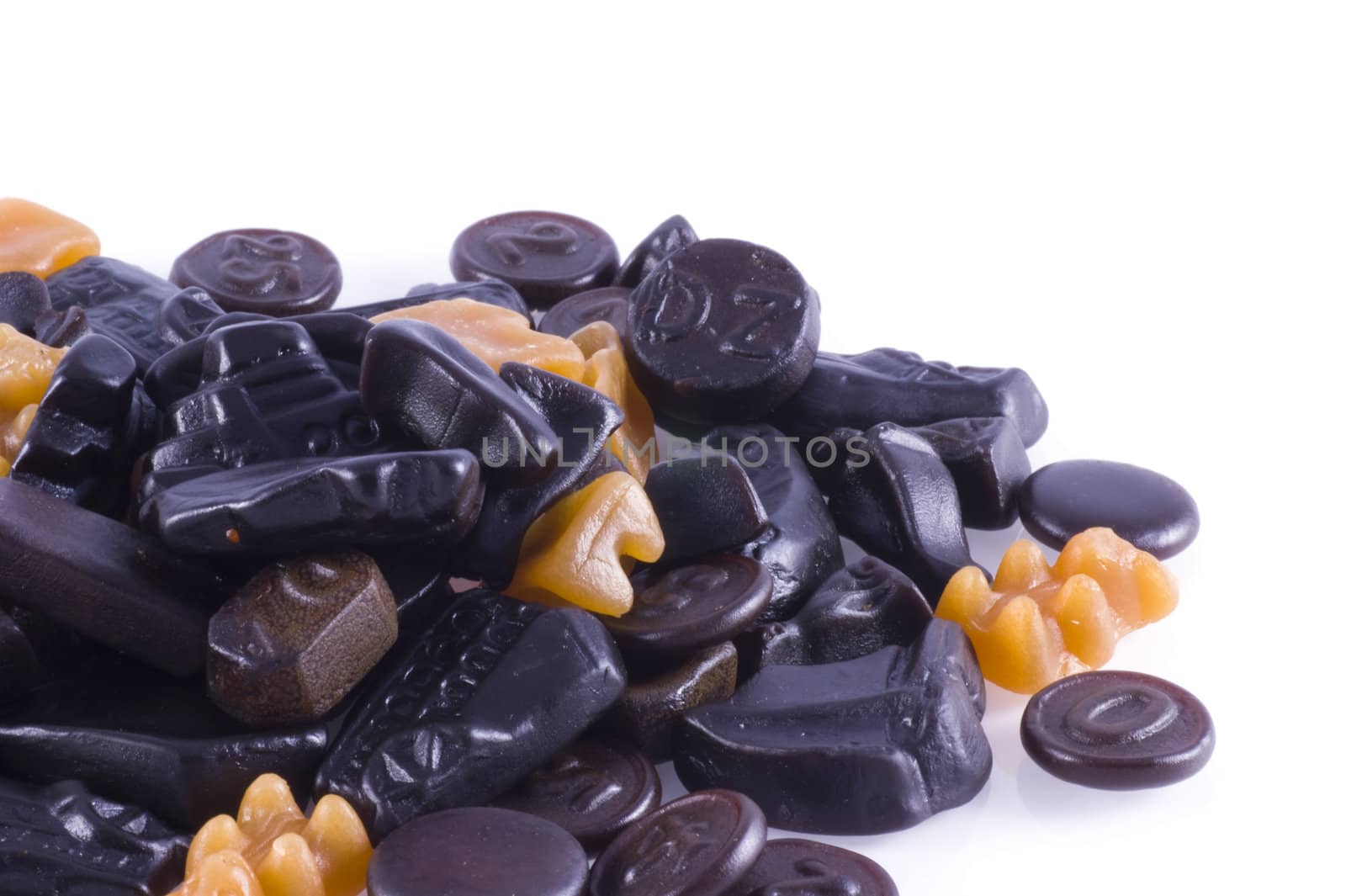 Close up of  liquorice, isolated on a white background