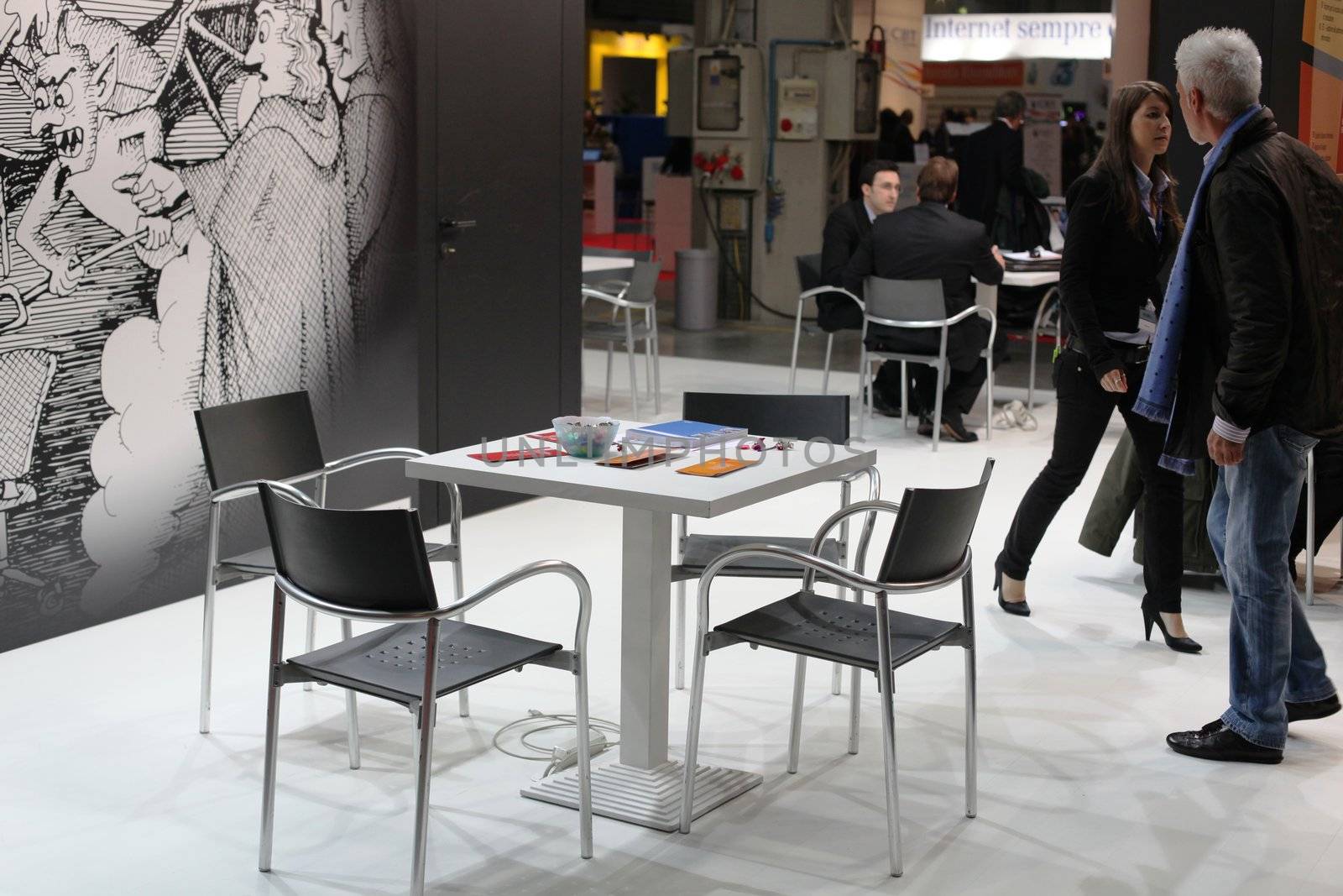 Meeting point in one of the stands at Smau, national fair of business intelligence and information technology October 21, 2009 in Milan, Italy.