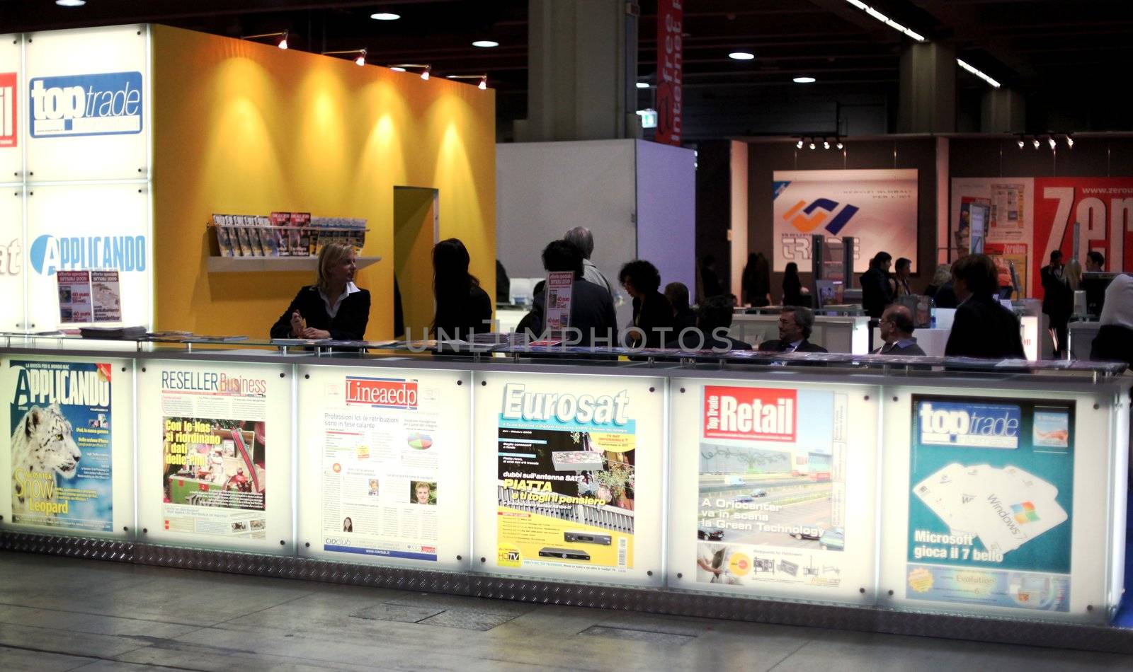 Press area at Smau, national fair of business intelligence and information technology October 21, 2009 in Milan, Italy.