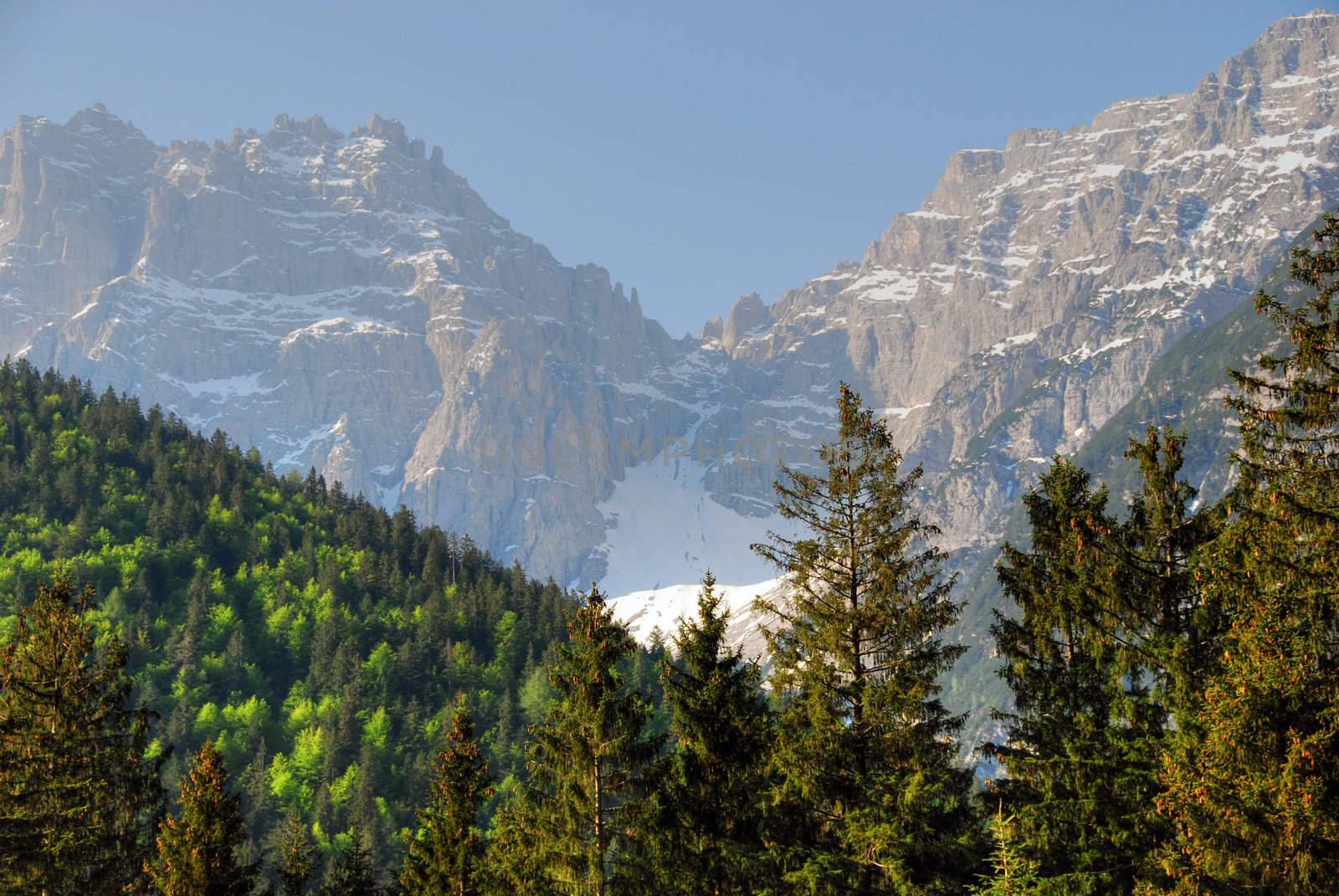 Wonderful view of Dolomites Mountains in Austria