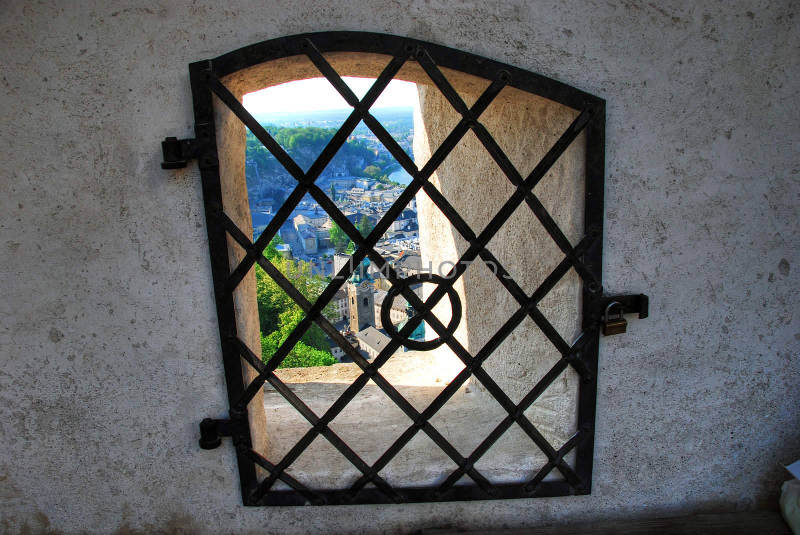 Window on the hill over Salzburg, Austria