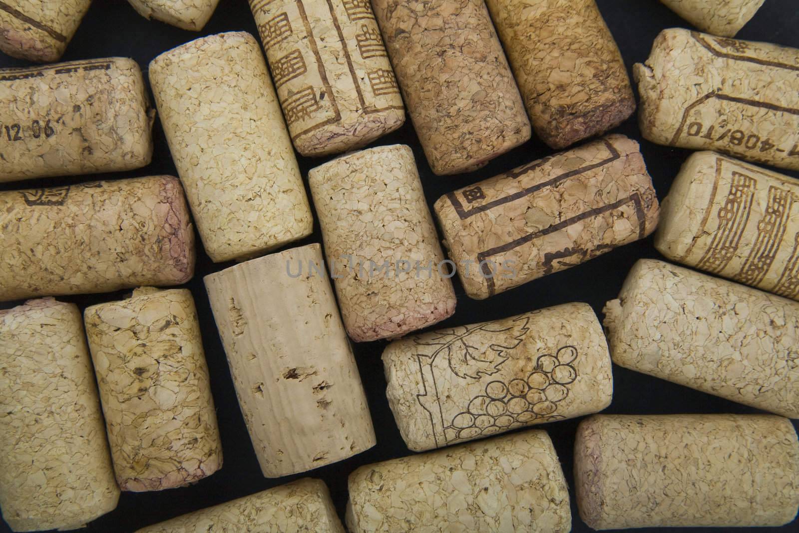 vintage background made of wine corks