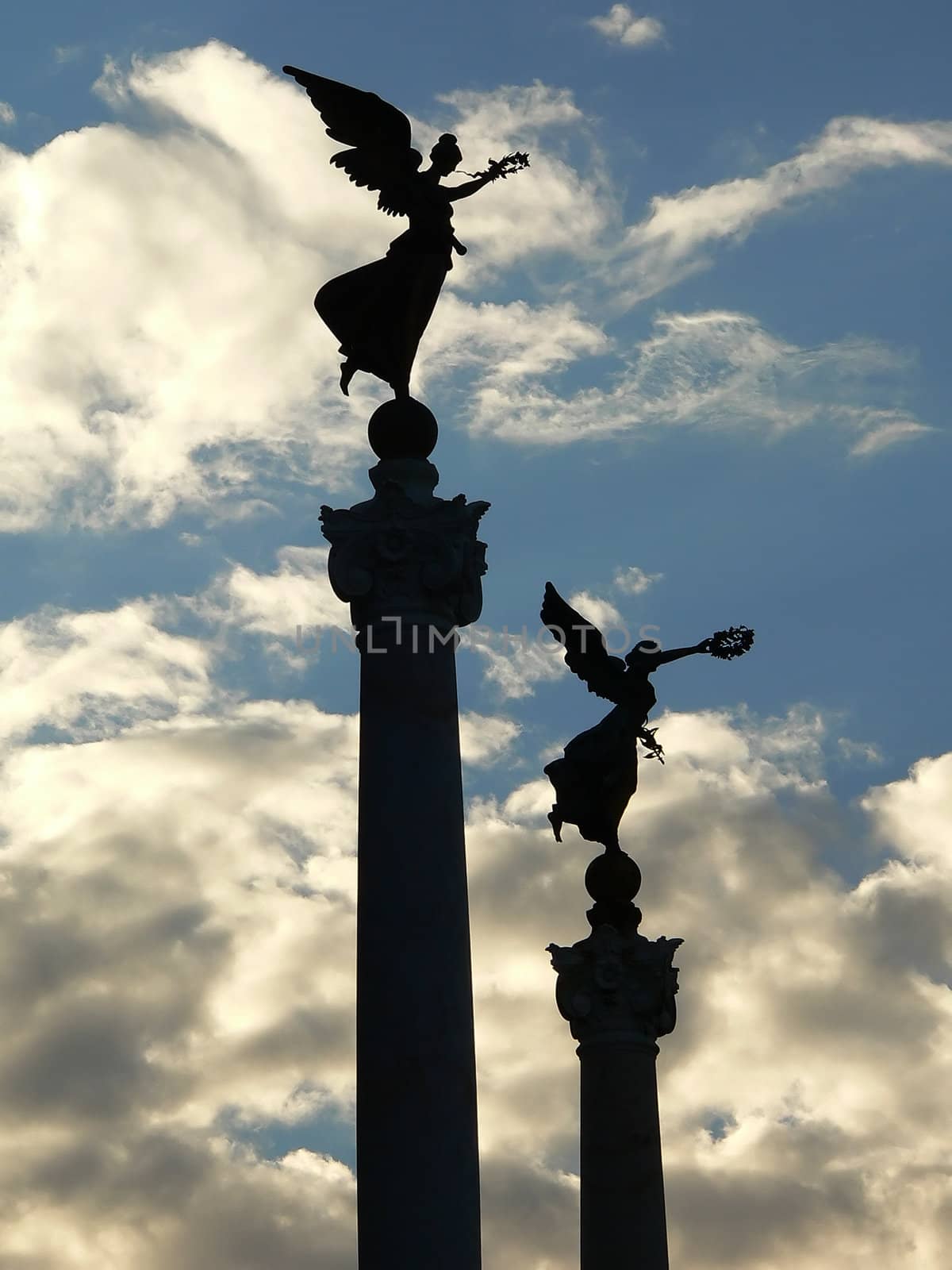 angel statue  and clouds background in rome