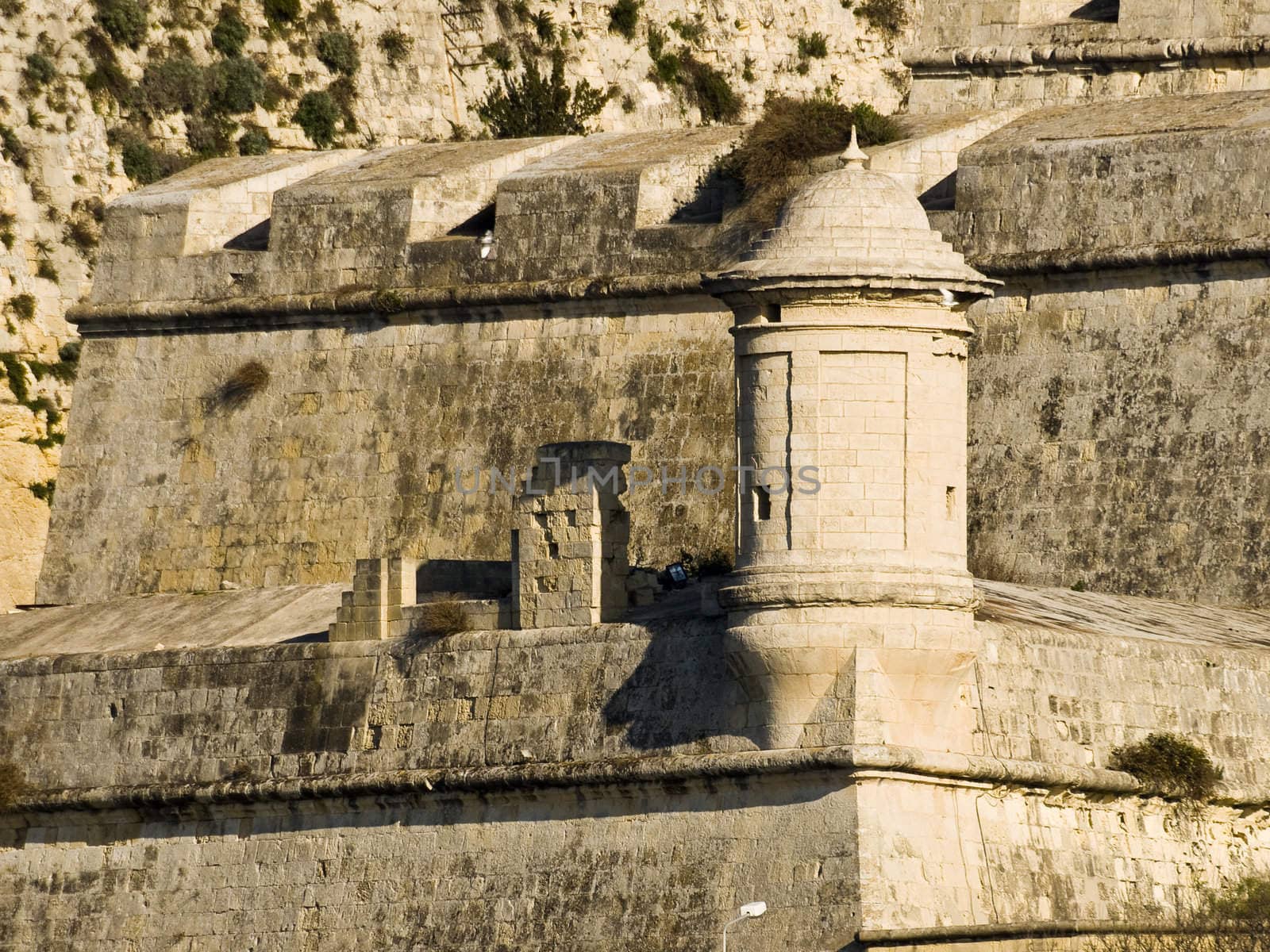 Entrance to the famous Grand Harbour in Malta, surrounded by medieval bastions and gun turrets