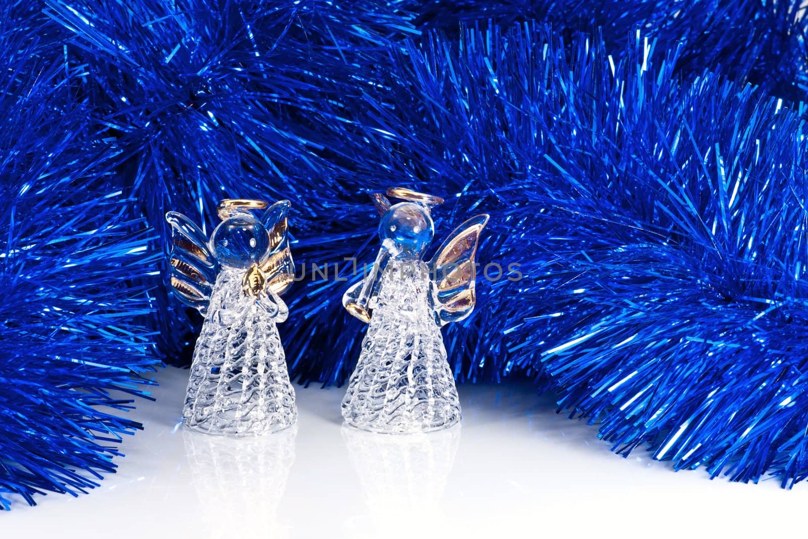 Two glass angel and Christmas tree tinsel by helgy