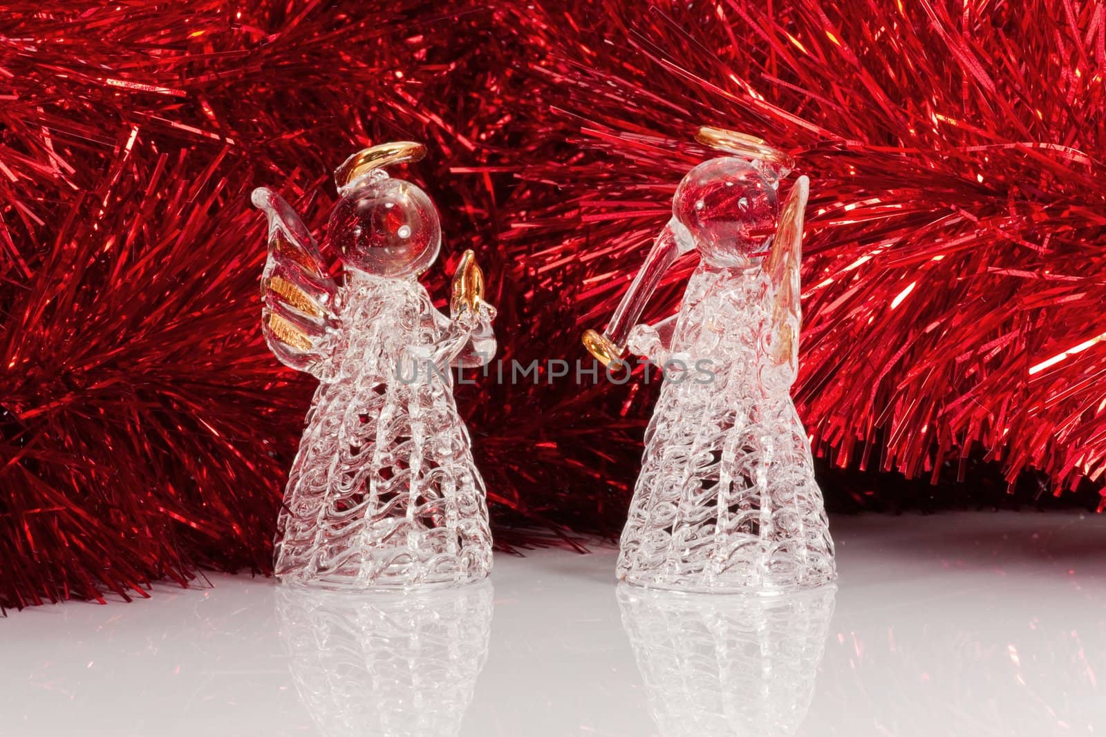 Two glass angel and Christmas tree tinsel by helgy