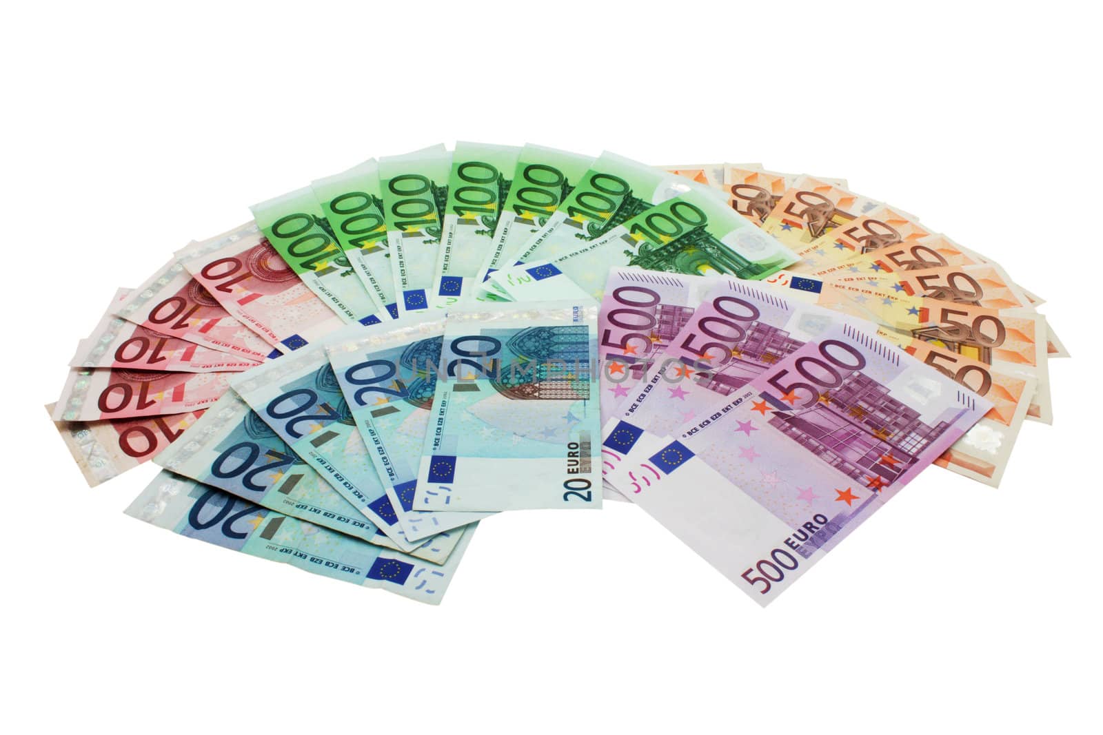 European Union Currency shaped in a fan