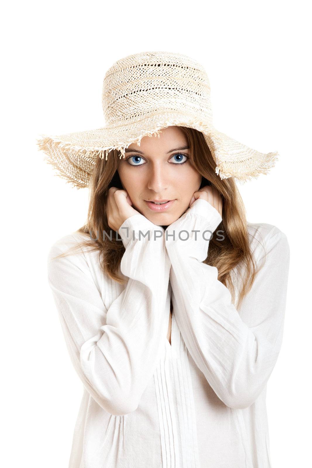 Portrait of a beautiful and attractive young woman isolated on white