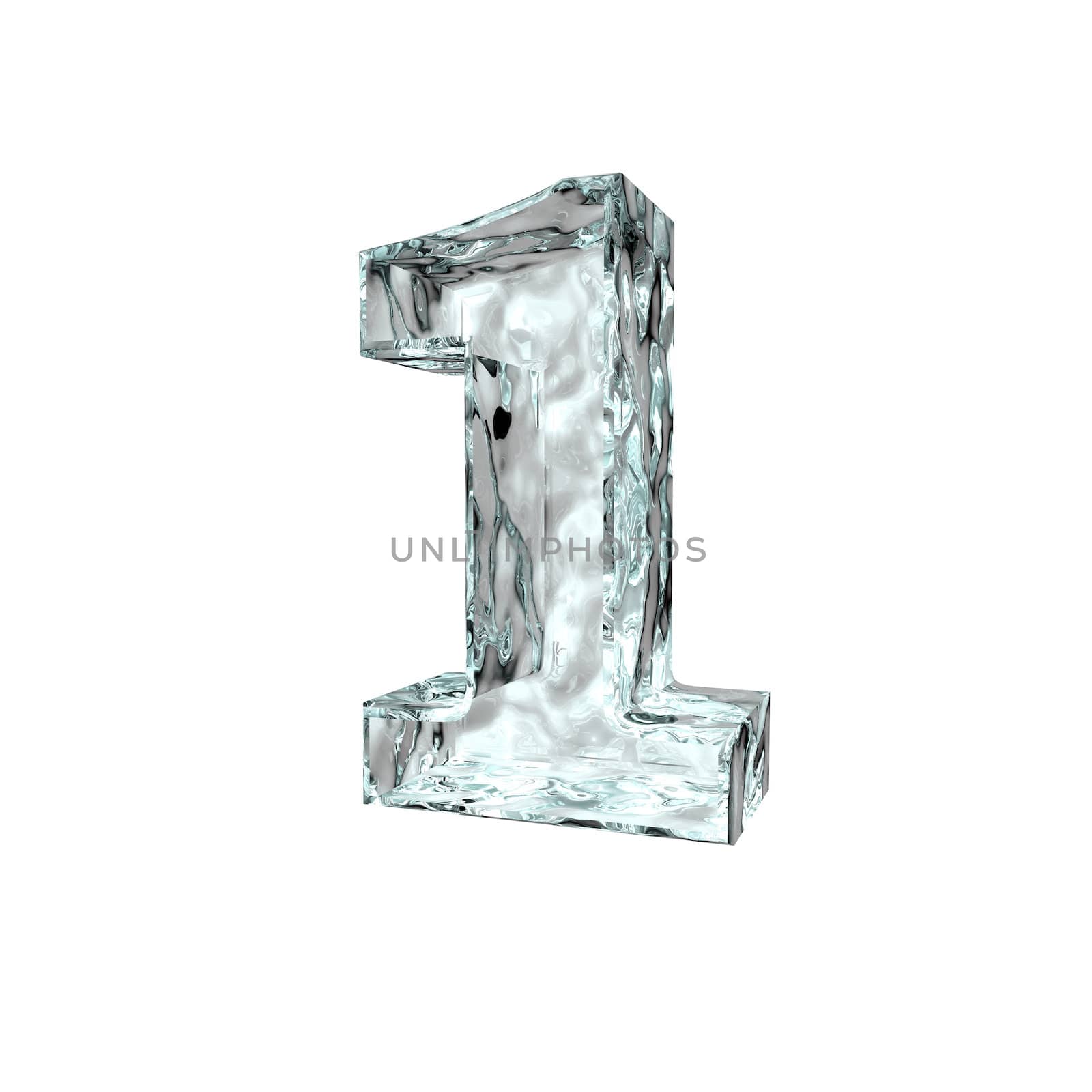 frozen number one on white background - 3d illustration