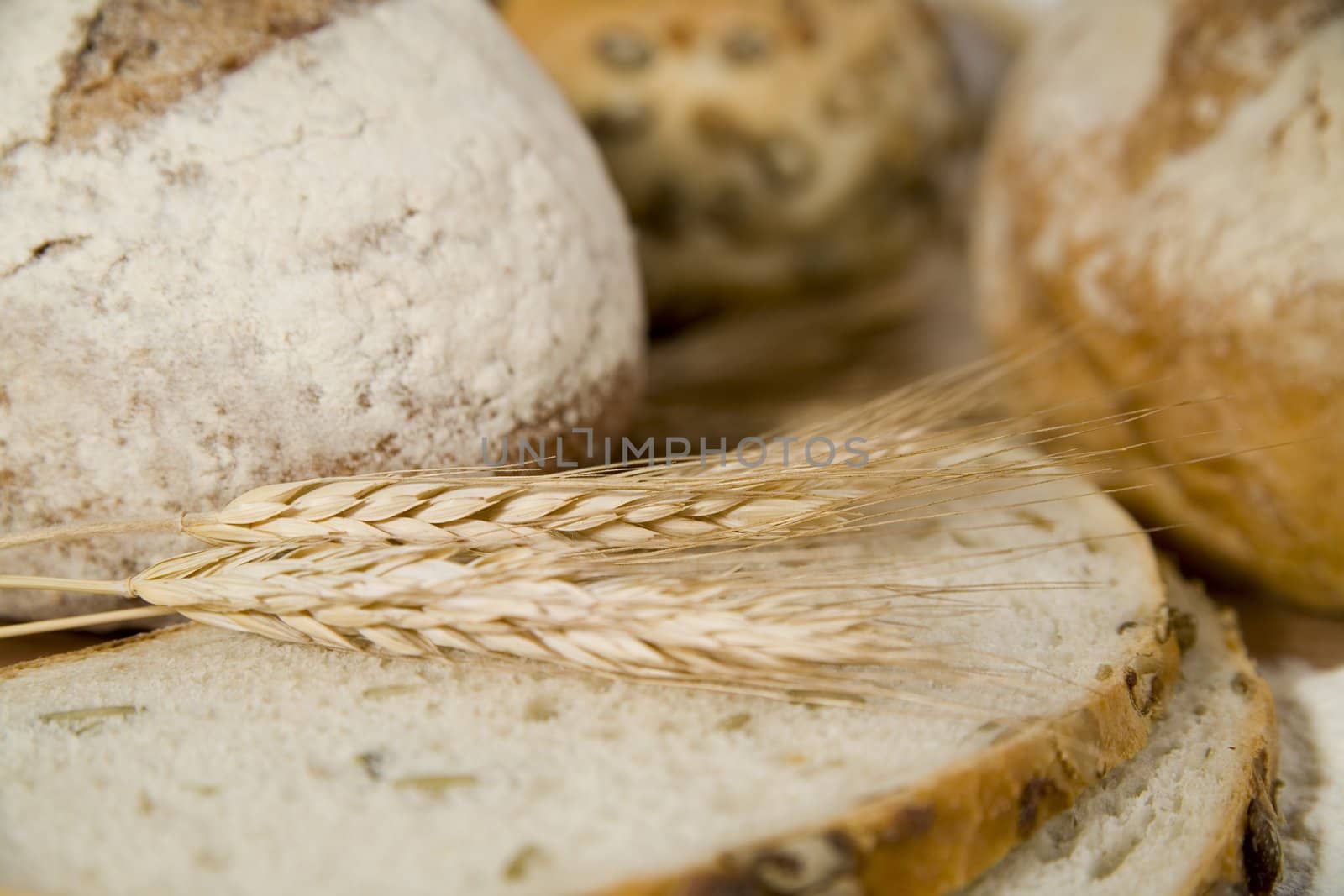 tasty and crispy fresh bread with sour and wheat head