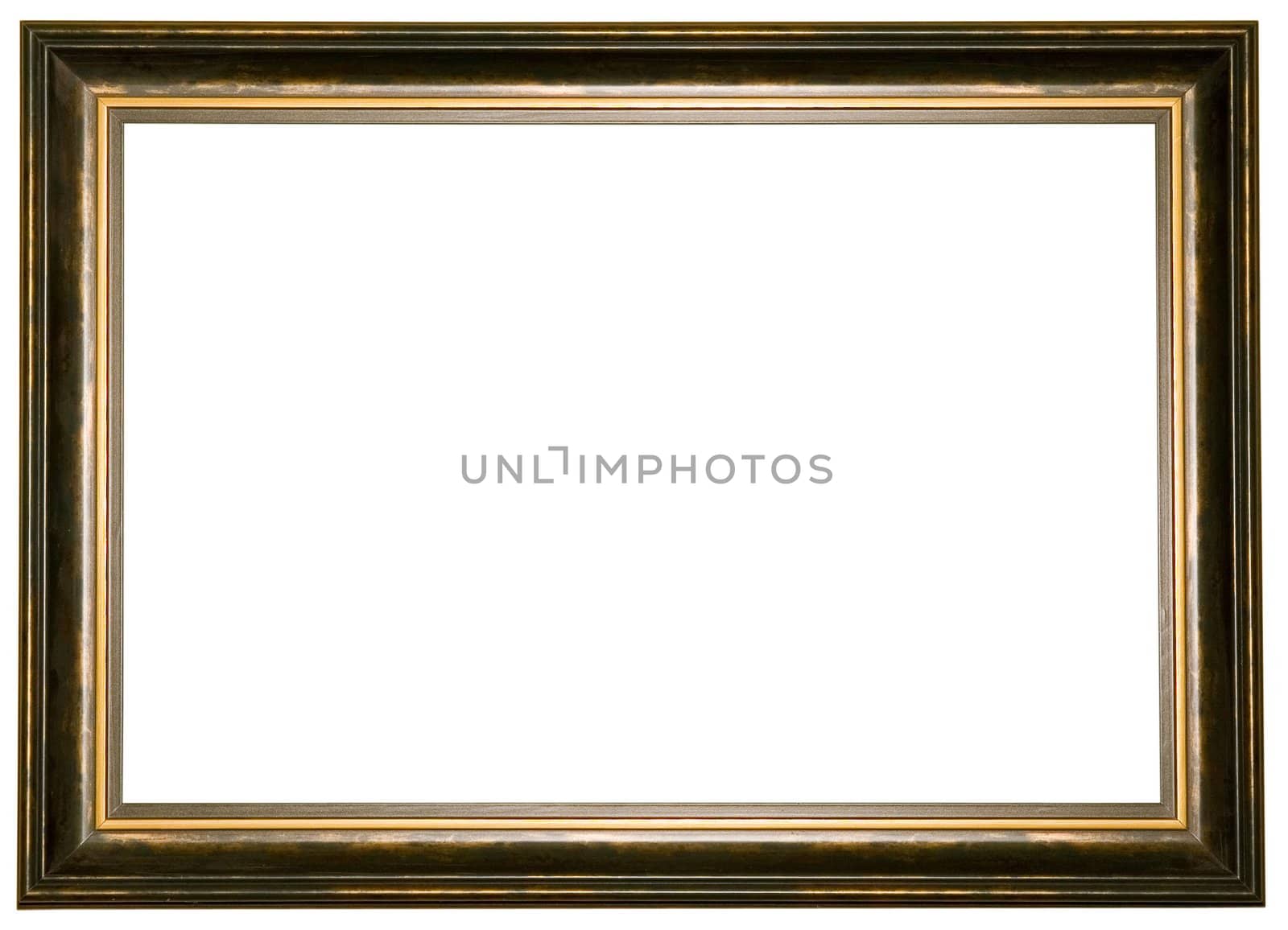 old wooden frame isolated on white background with clipping paths