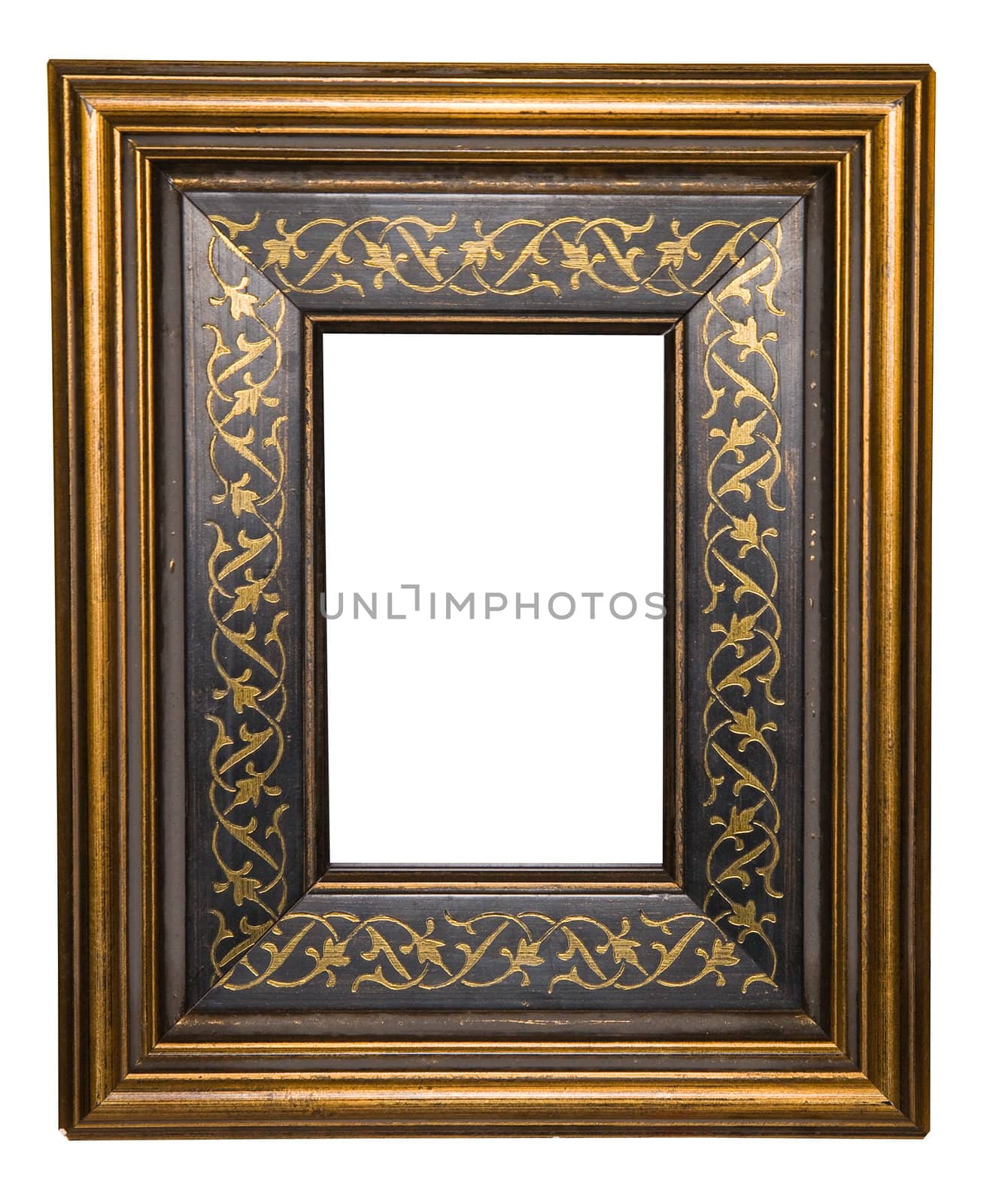 old wooden frame isolated on white background with clipping paths