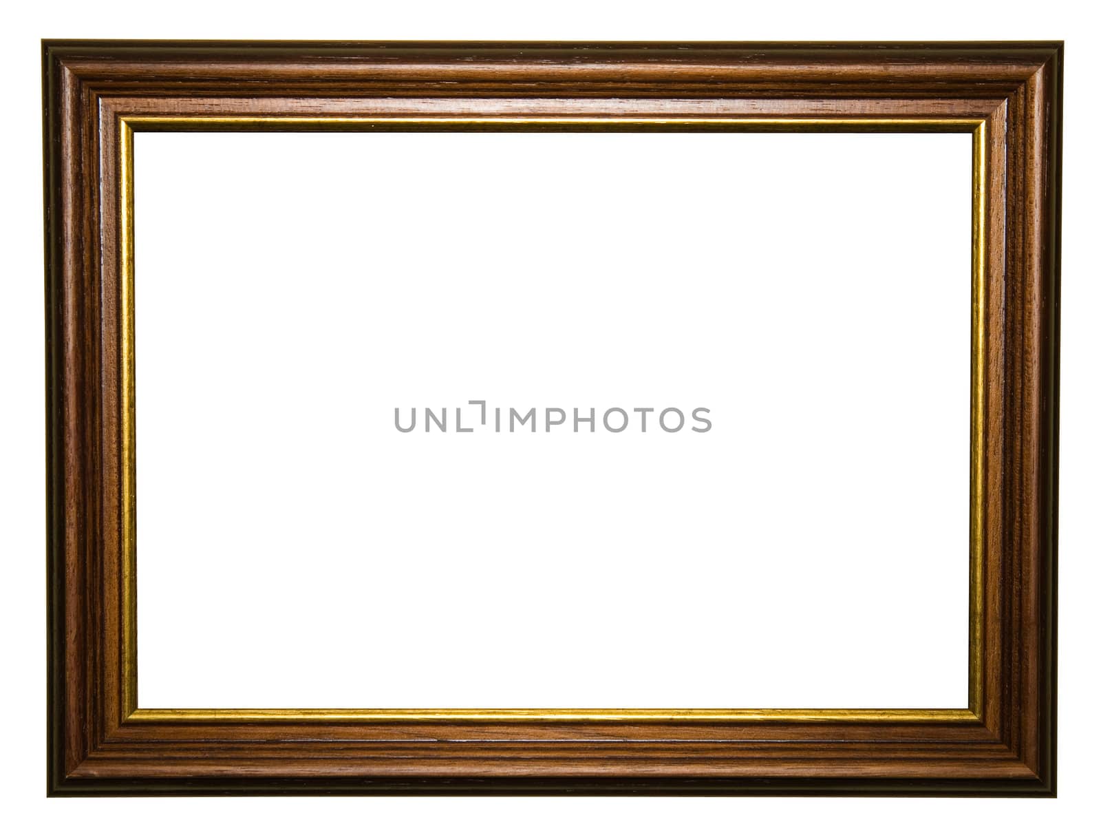 old wooden frame isolated on white background with clipping paths