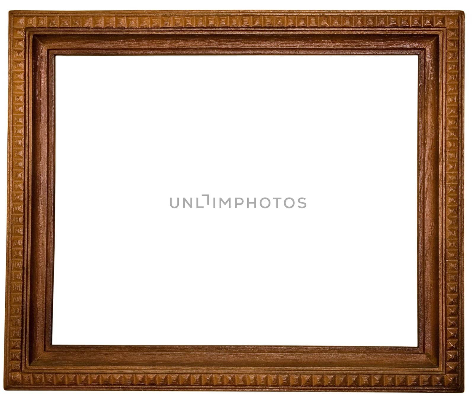 old wooden frame isolated on white background with clipping paths