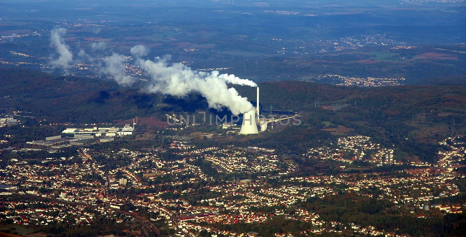 Aerial view of a power plant by FotoFrank