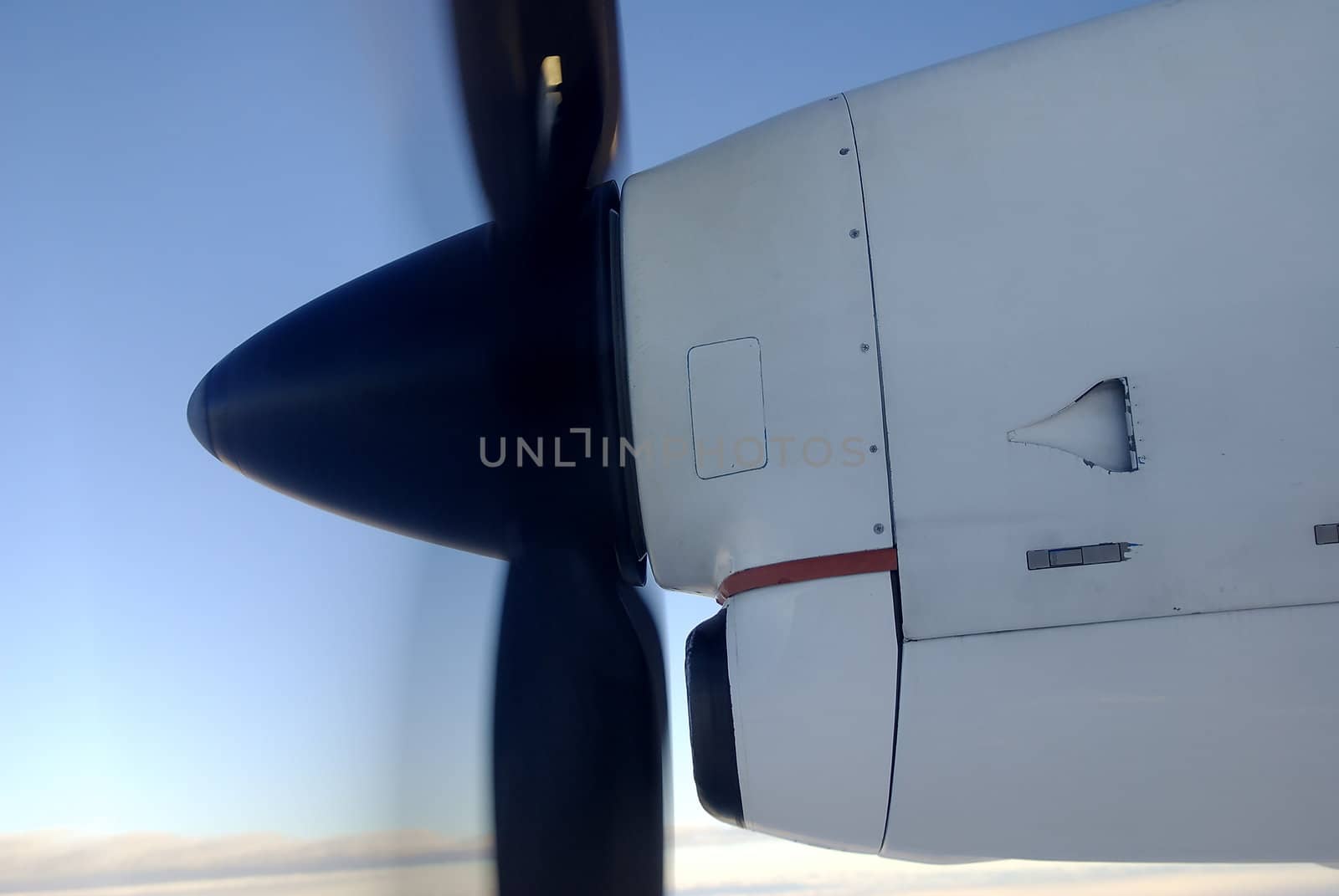 Turboprop propeller in flight