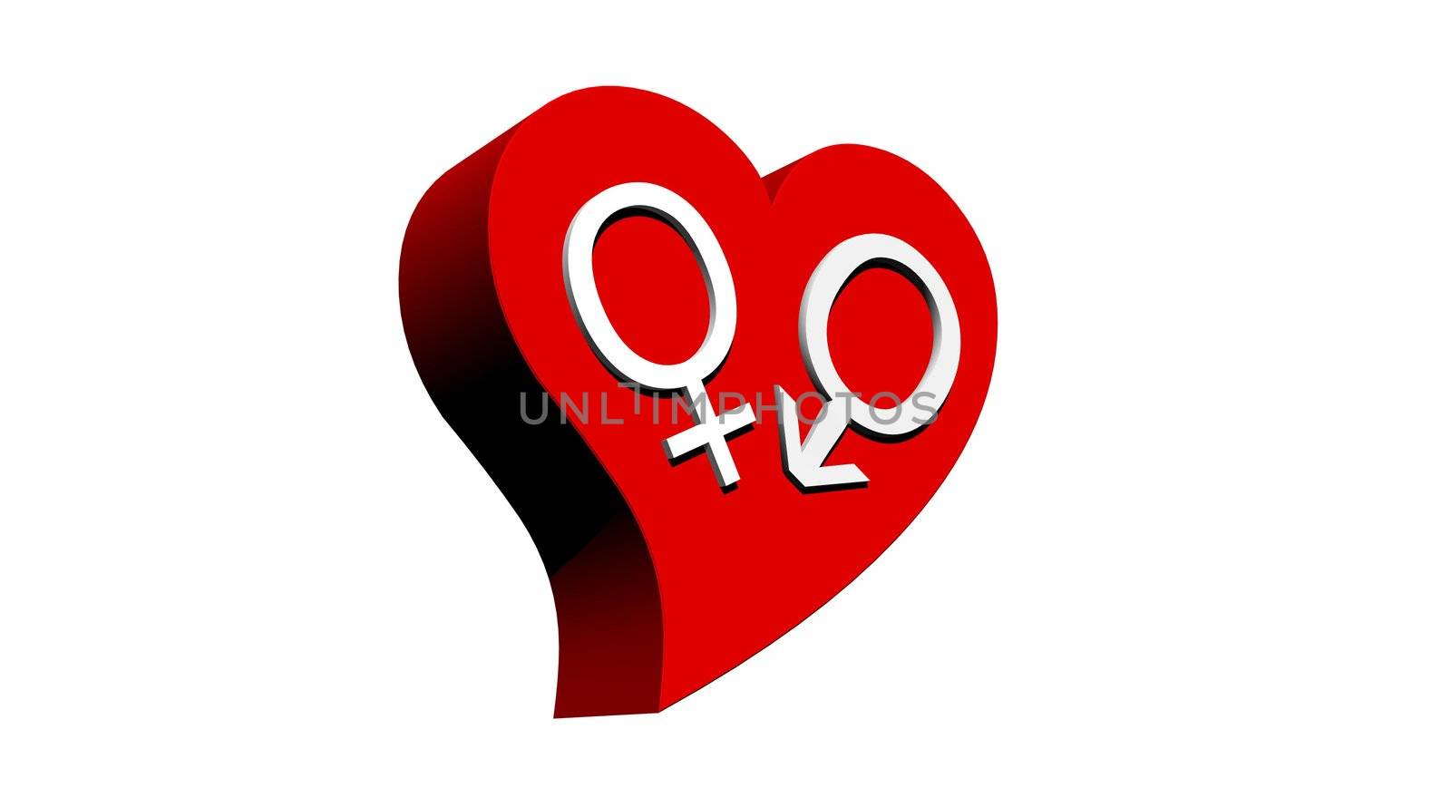 One male and one female symbol representing a heterosexual couple in red heart with white background