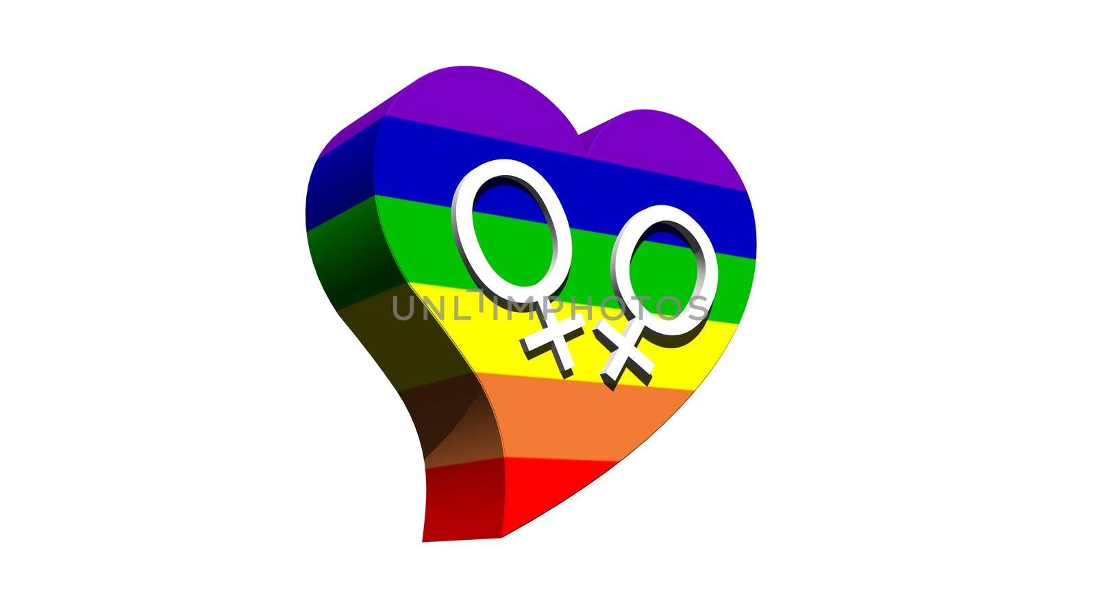Lesbian couple in rainbow color heart by Elenaphotos21
