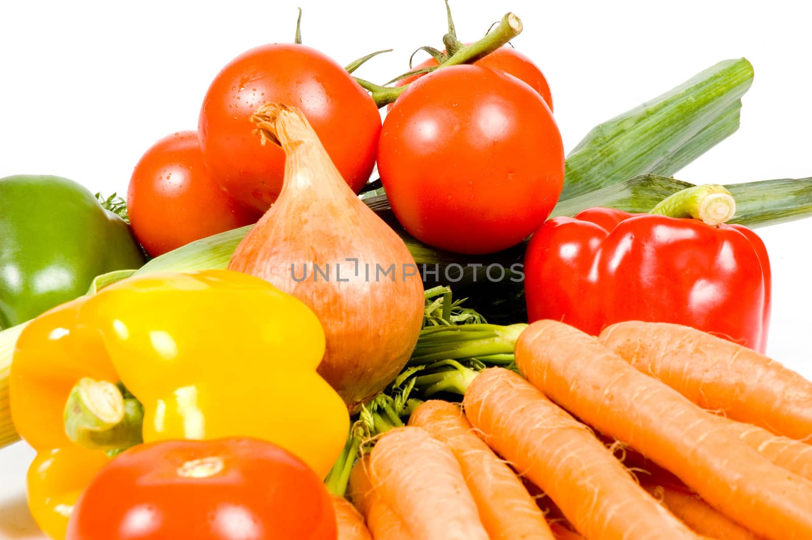 Set of different vegetables isolated on white background 

