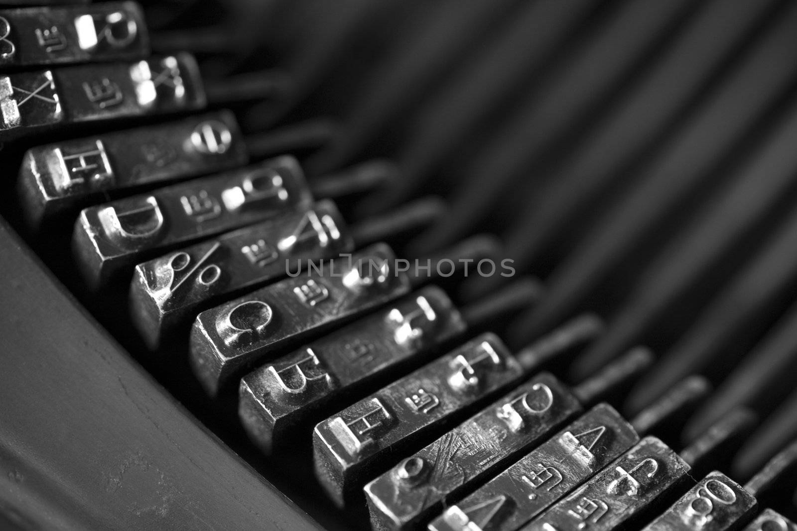 closeup of an old typewriting machine