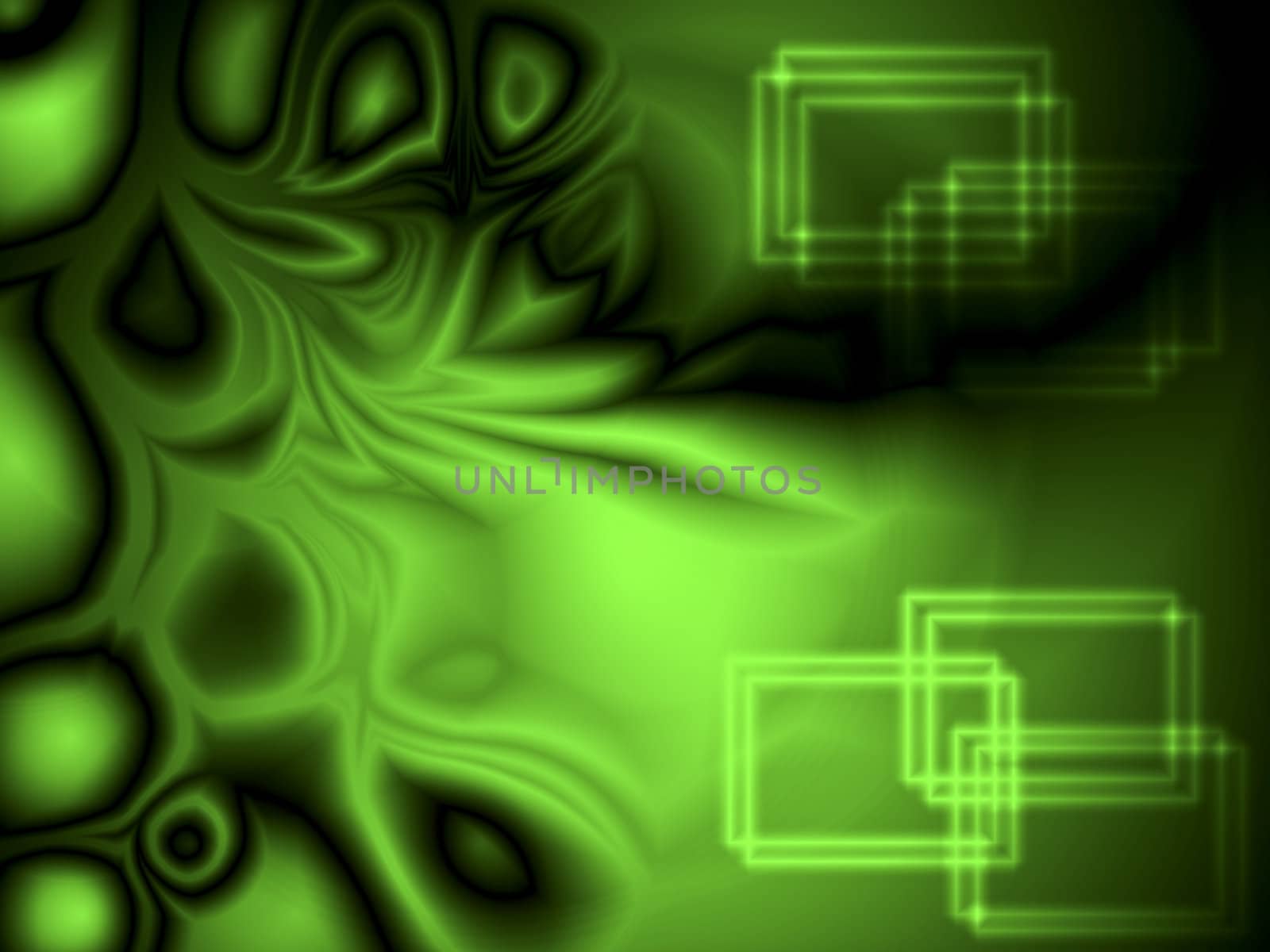 Green plasma and rectangle shapes background
