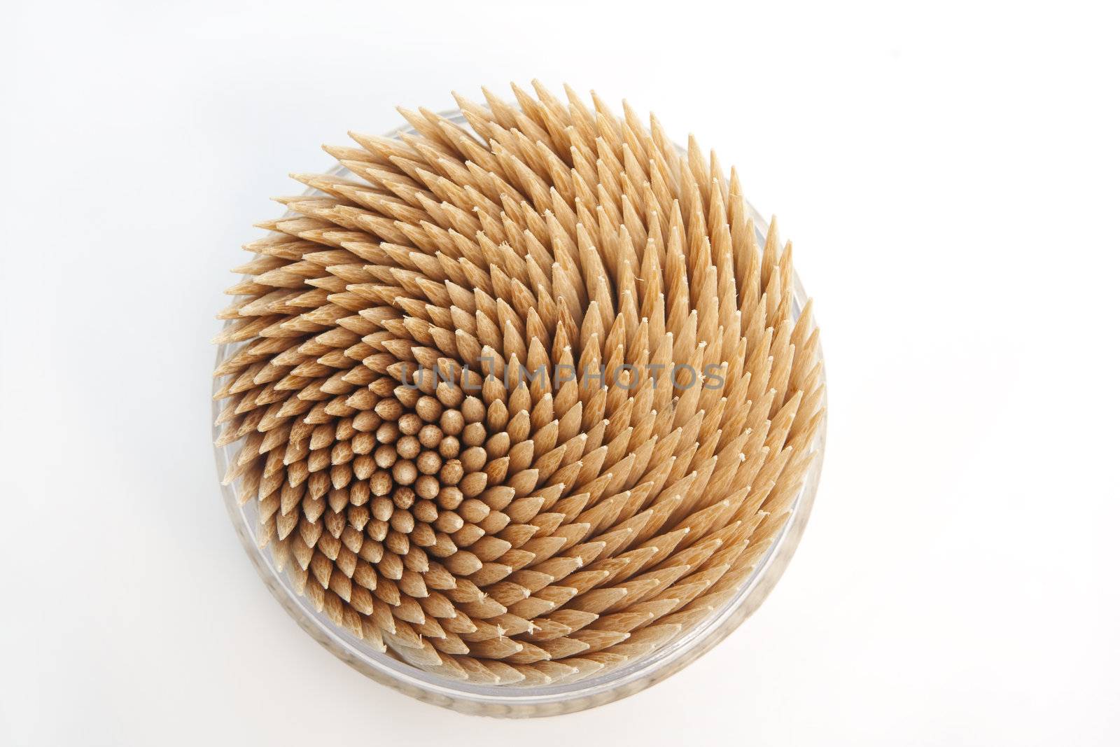 packaging timber of toothpicks on a white background