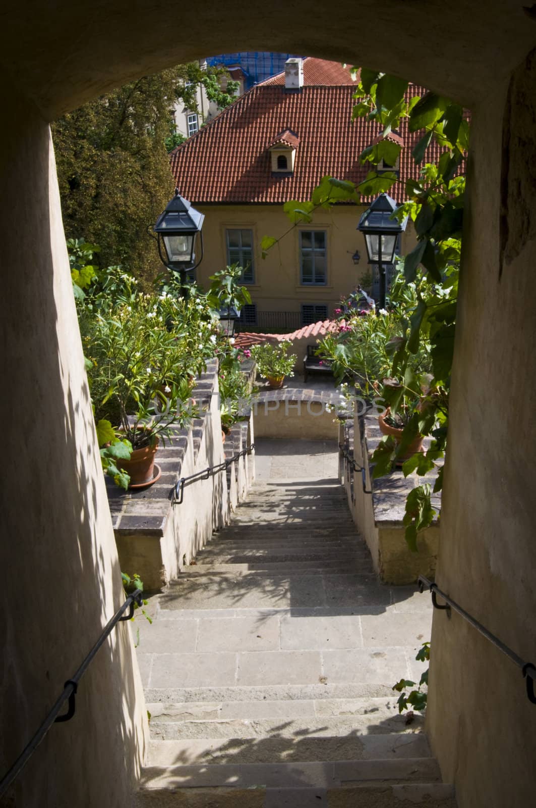 beautiful garden below the famous castle of Prague