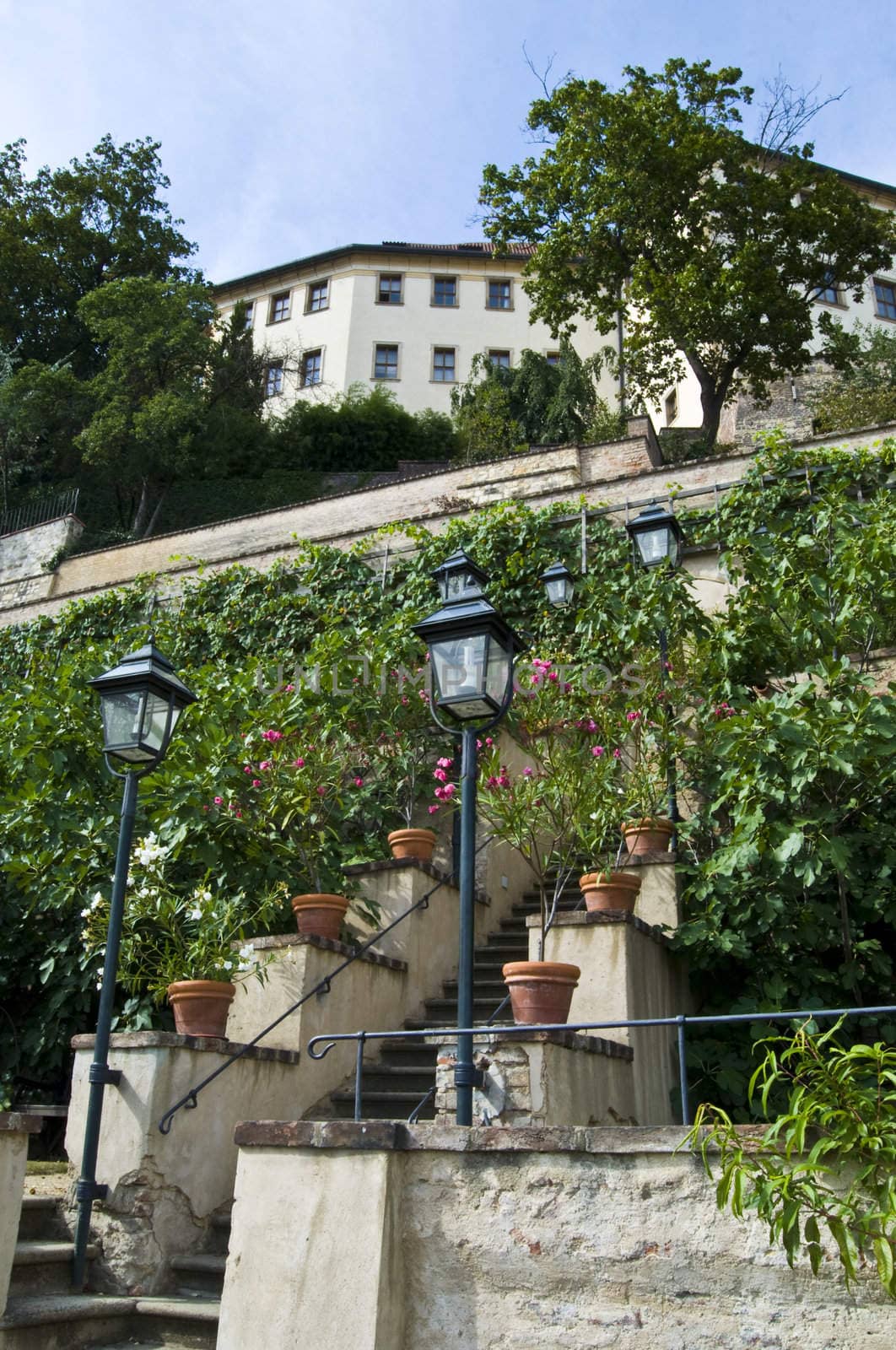 beautiful garden below the famous castle of Prague