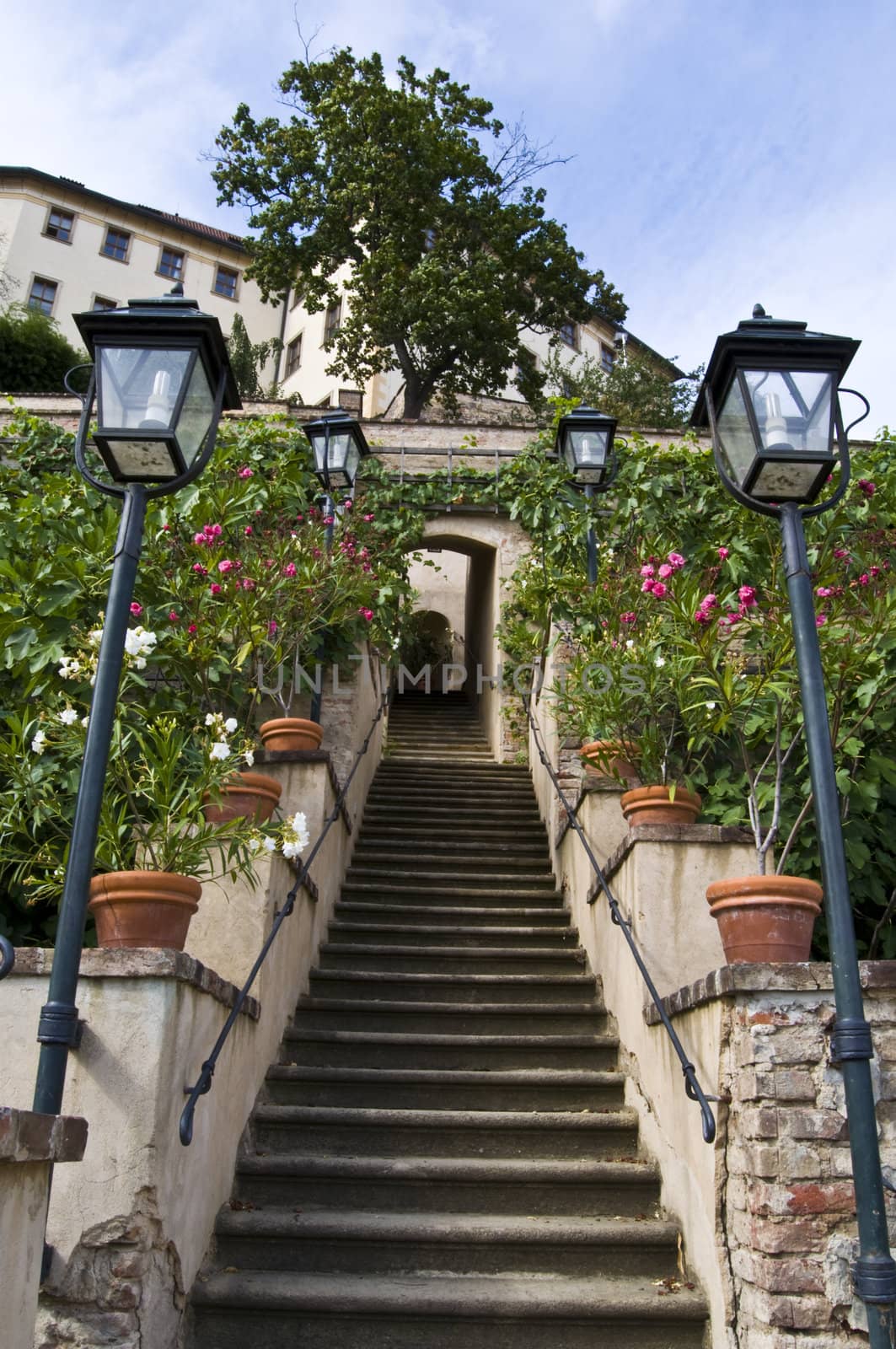 beautiful garden below the famous castle of Prague