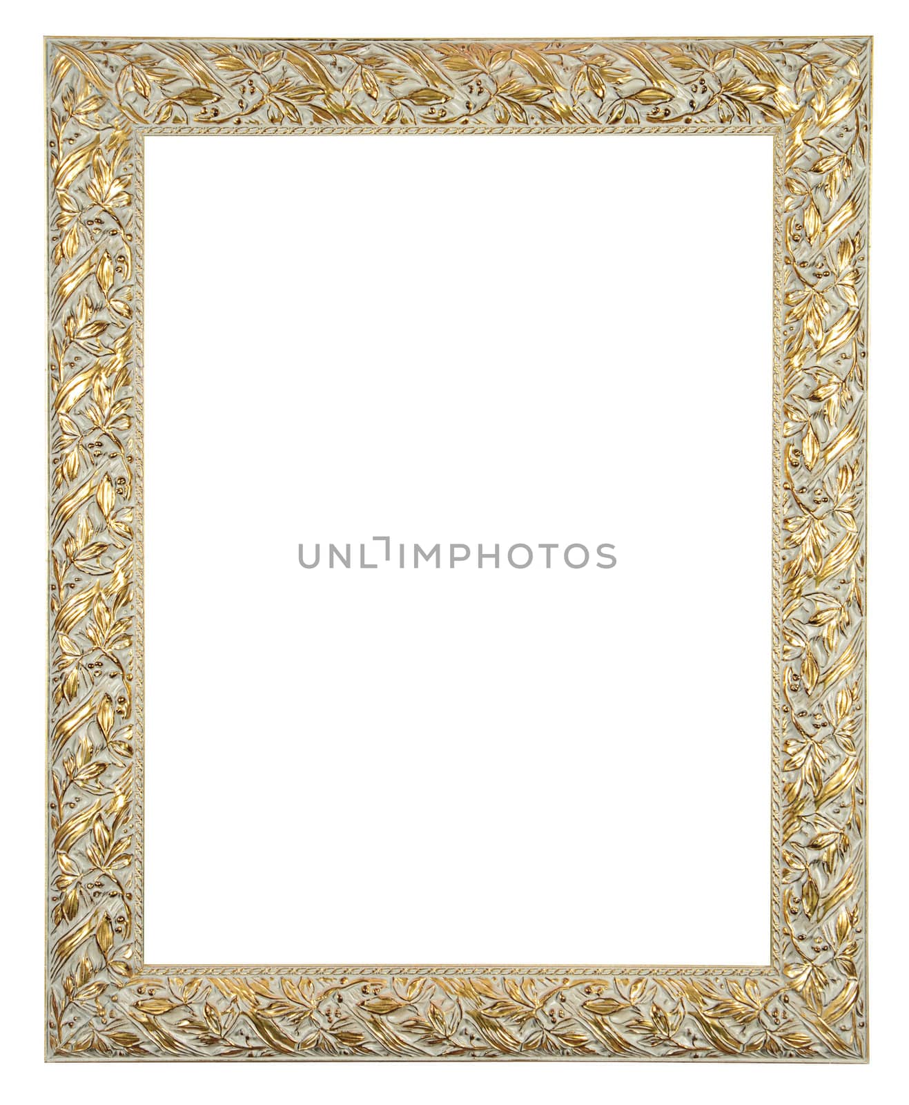 isolated decorative old white bronze frame with clipping paths