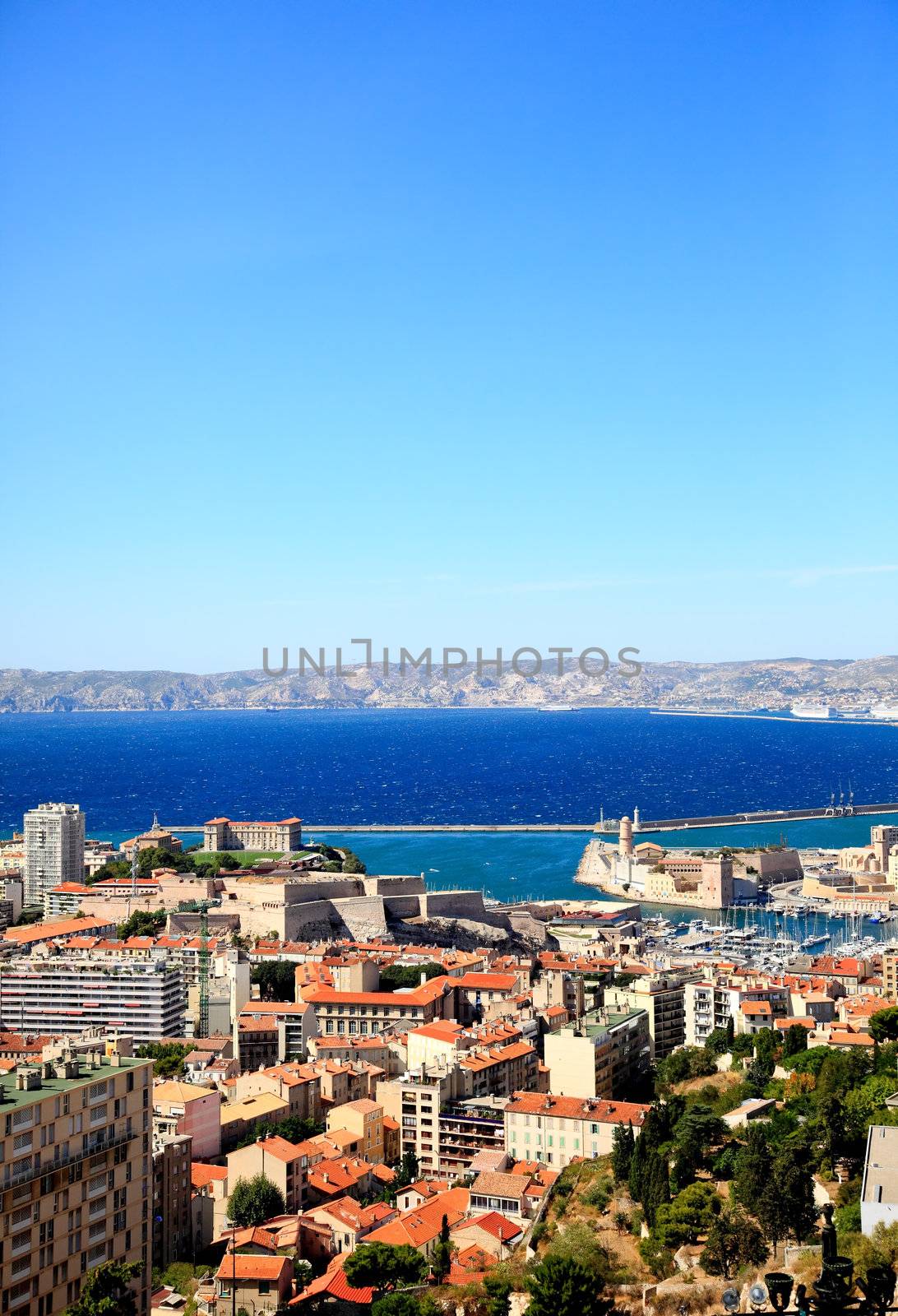 Aerial view of Marseille City France 

