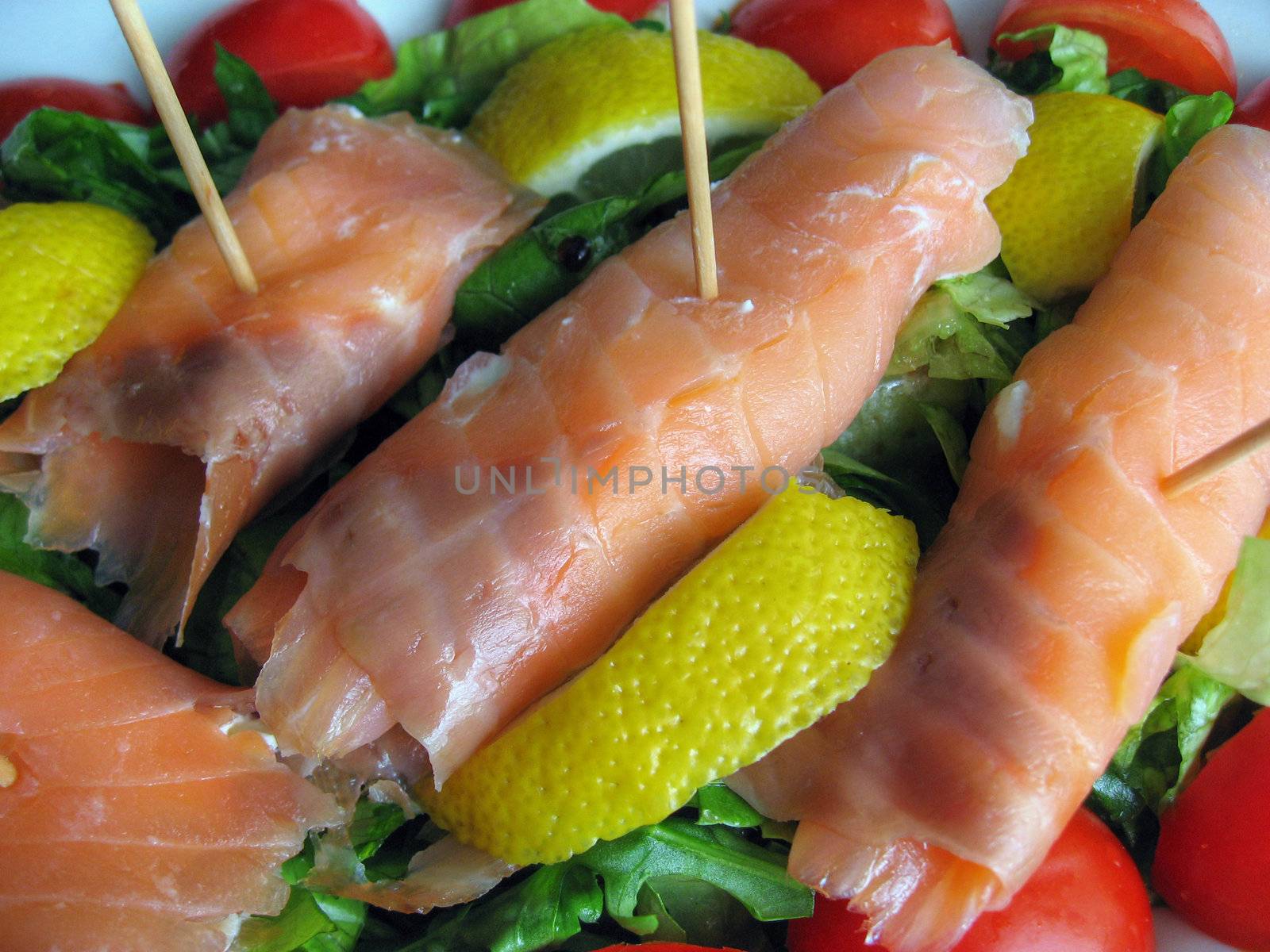 Salmon and Lemon with Tomatoes, a typical Appetizer in Tuscany