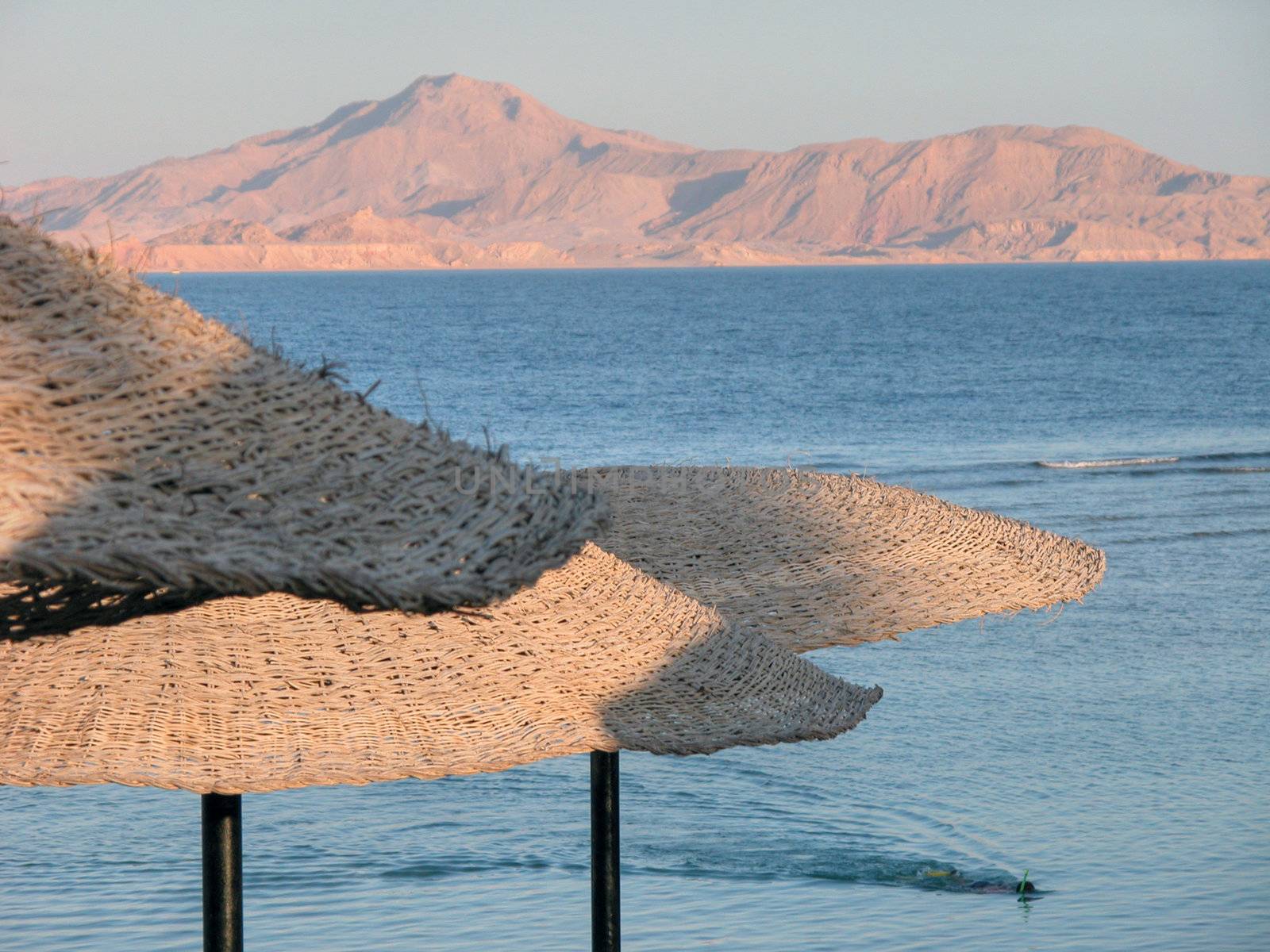 Sea Umbrellas and Scenic View in Sharm El Sheikh, Egypt