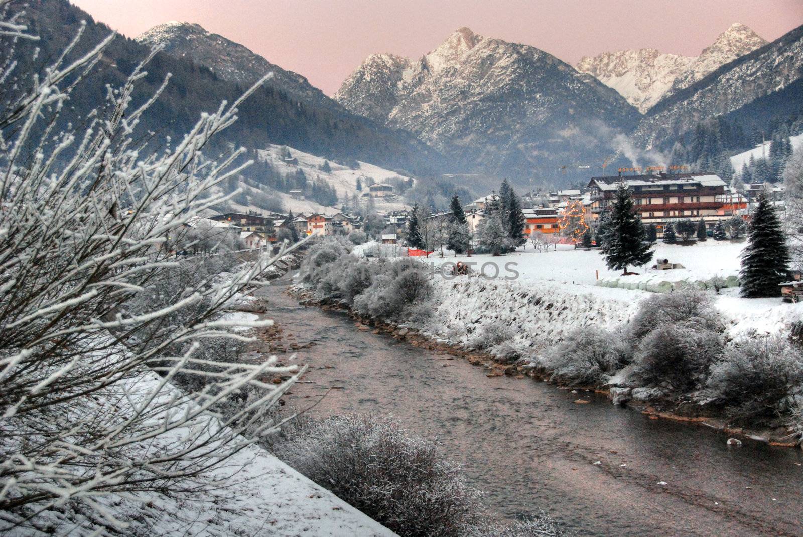Winter on Dolomites Mountains, Italy