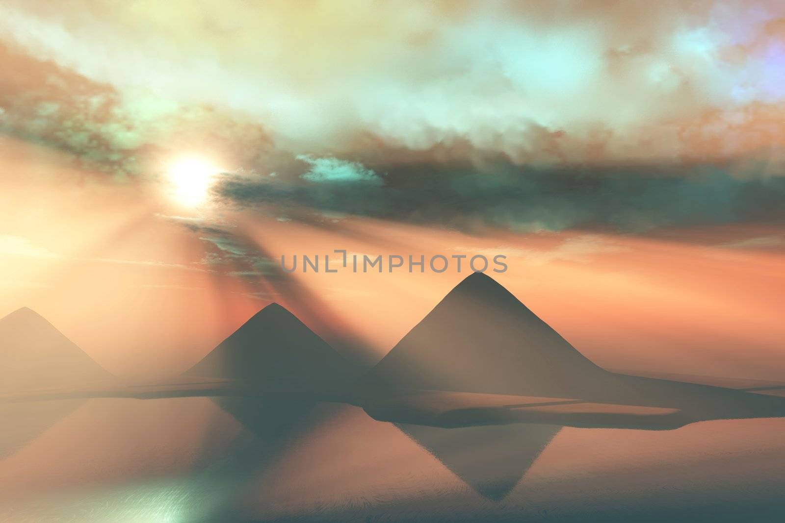 Three pyramids along the Nile River in Egypt.