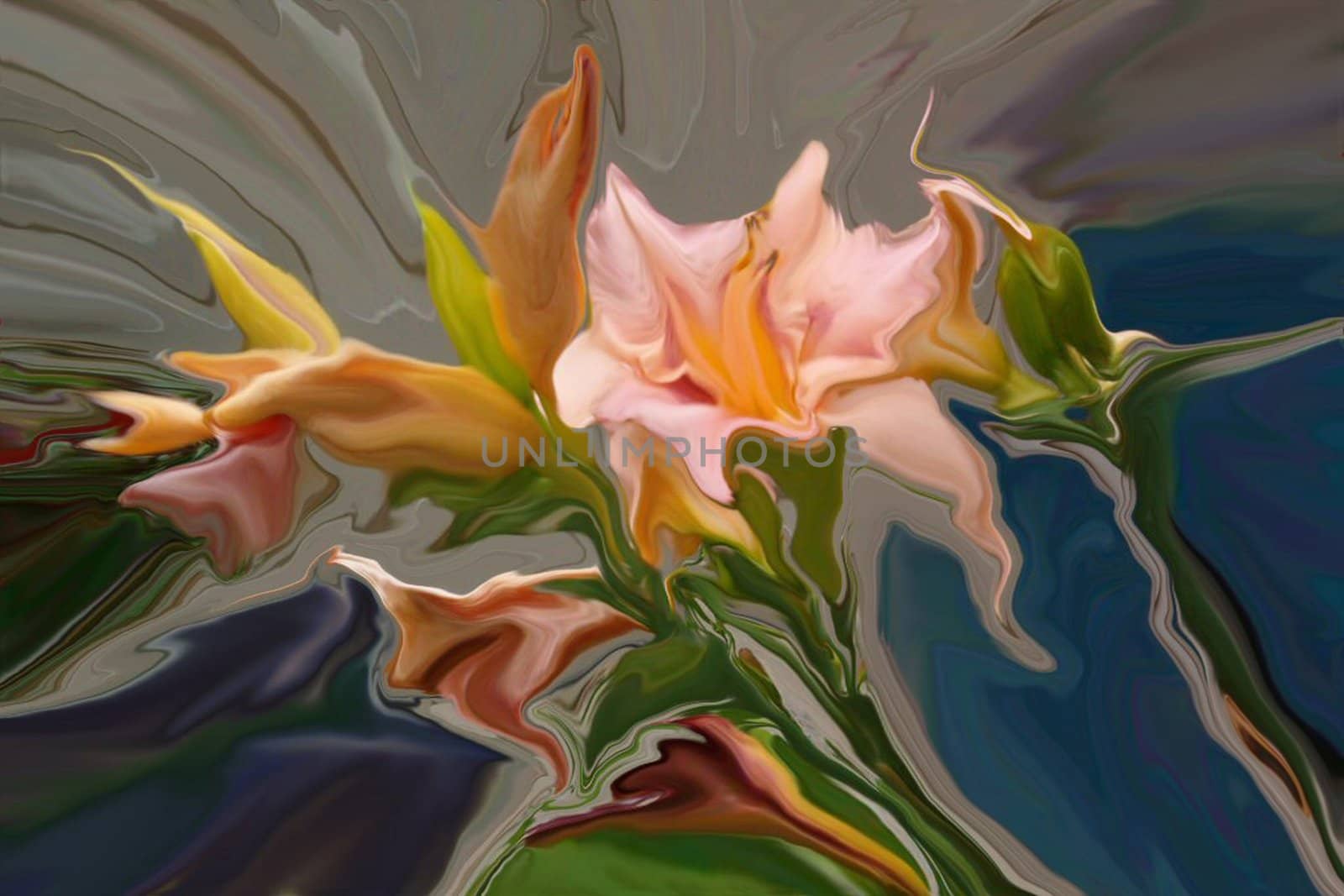 Abstract bouquet of pink lilly flowers.