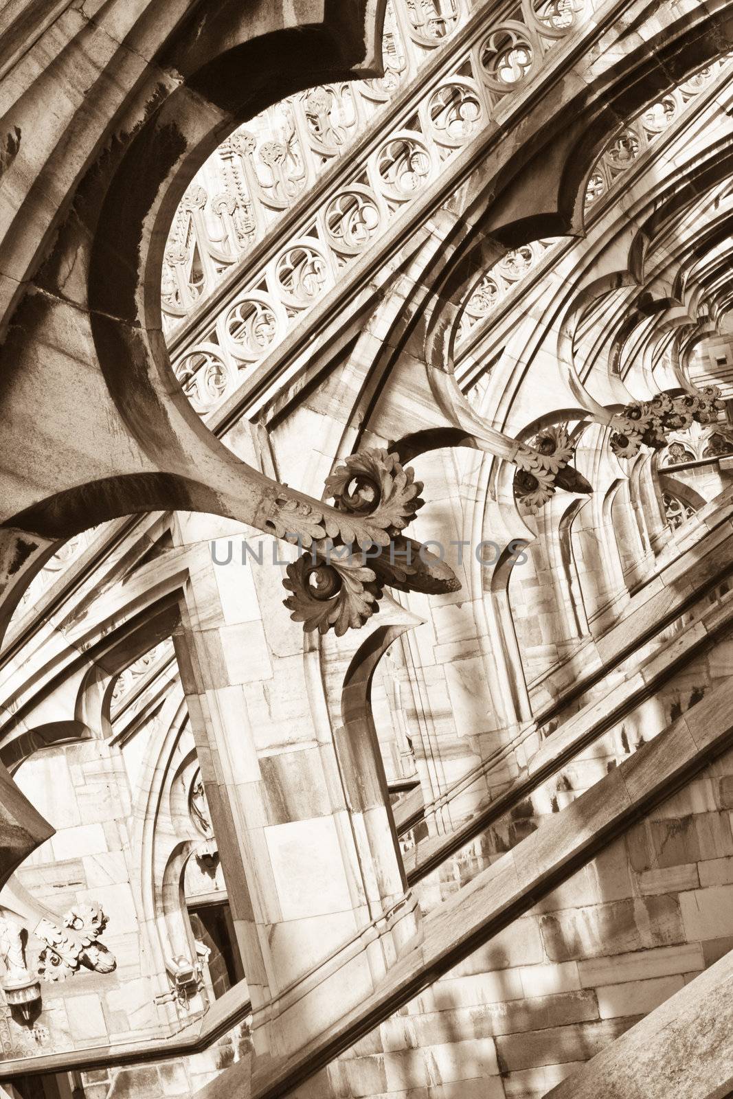 arches on the cupola of Milan's cathedral
