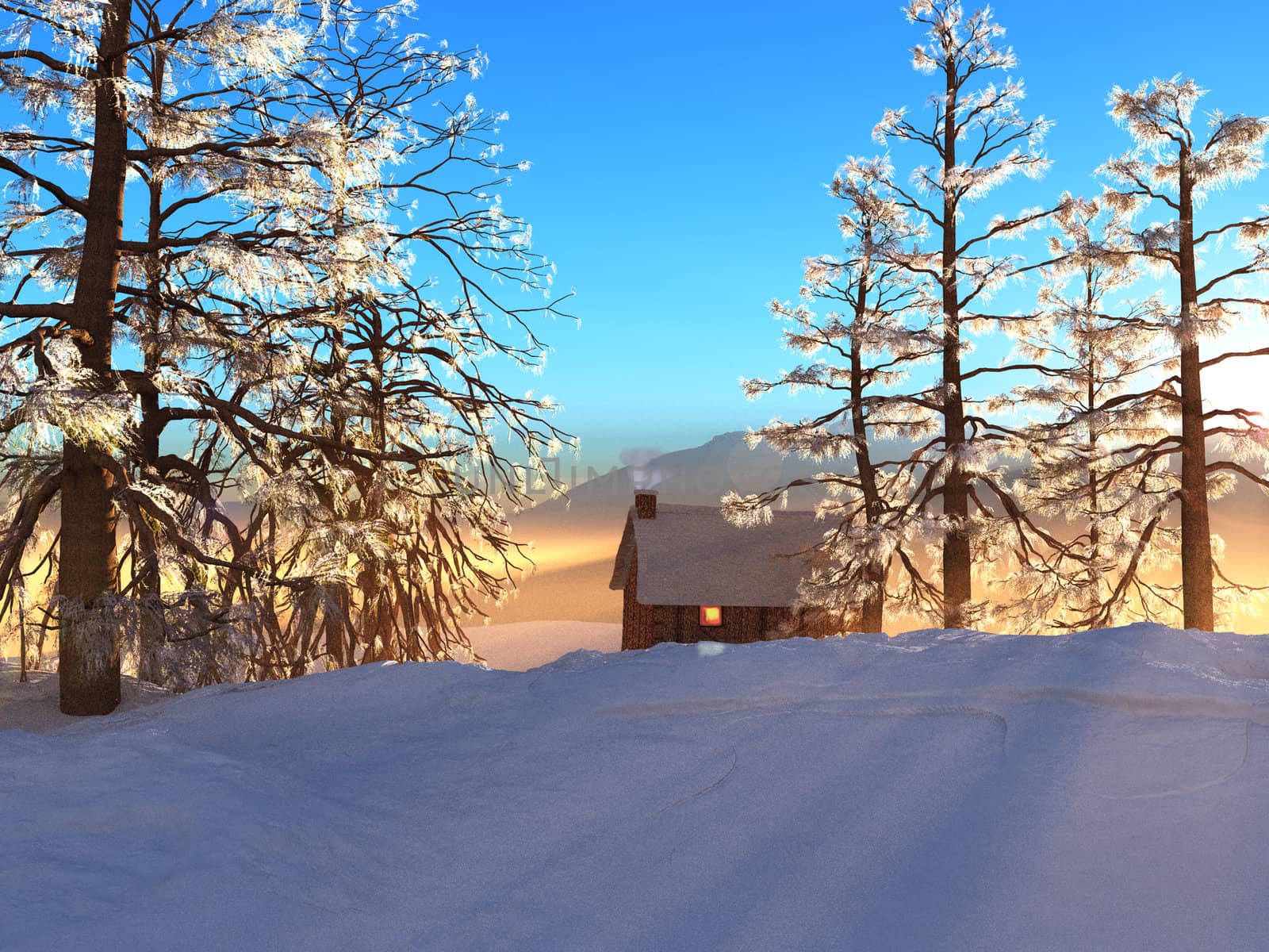 SNOWY CABIN by Catmando