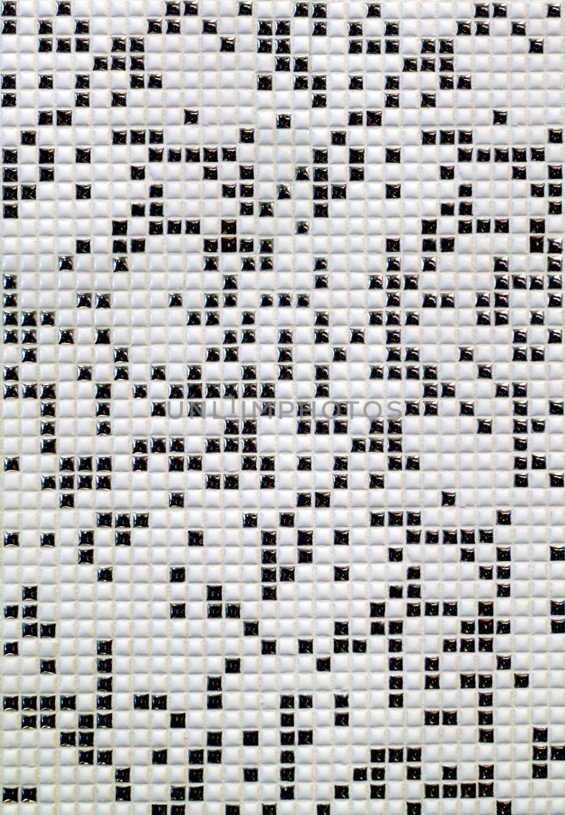 A black and white checkered tile background