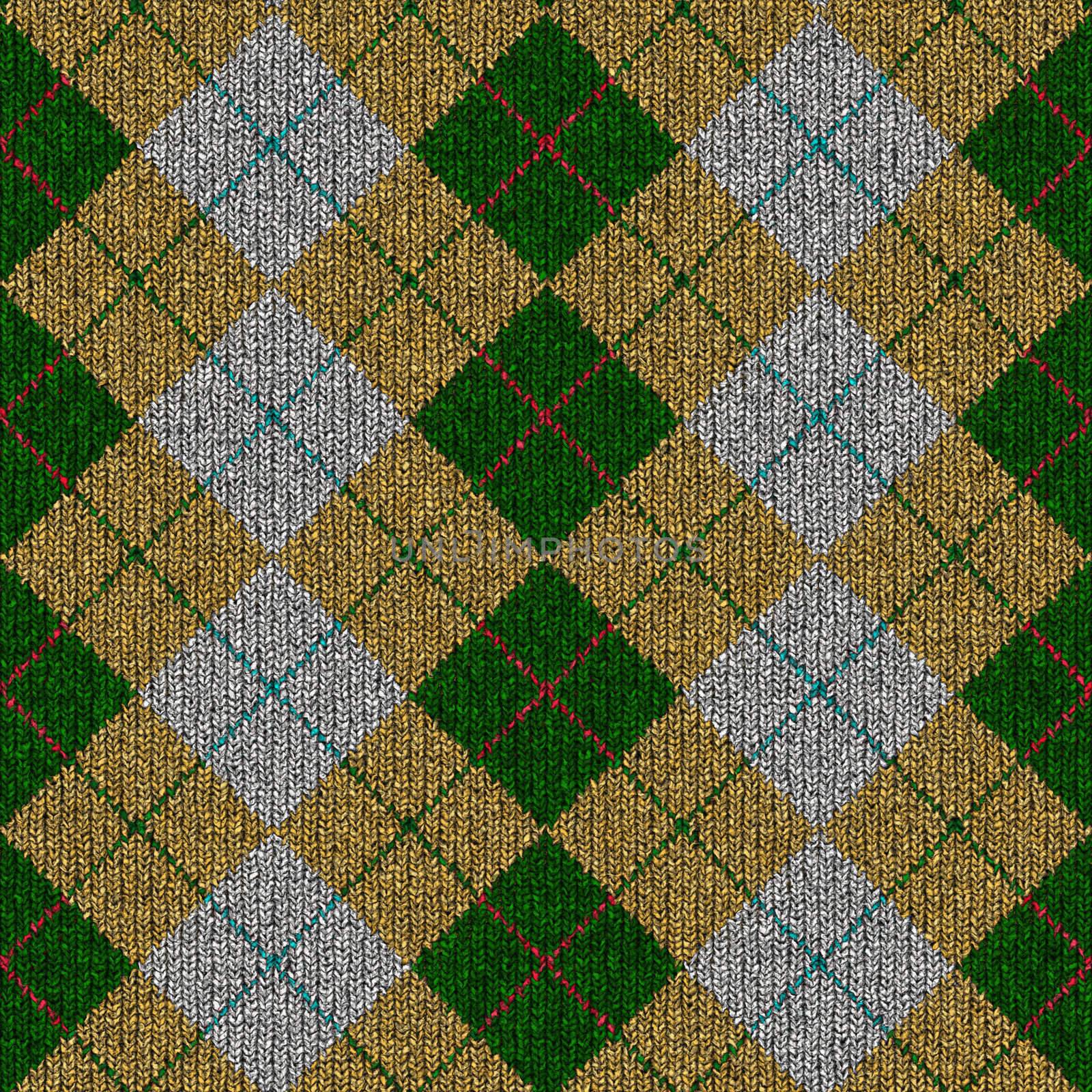  green, yellow, grey tartan knitwork pattern by weknow