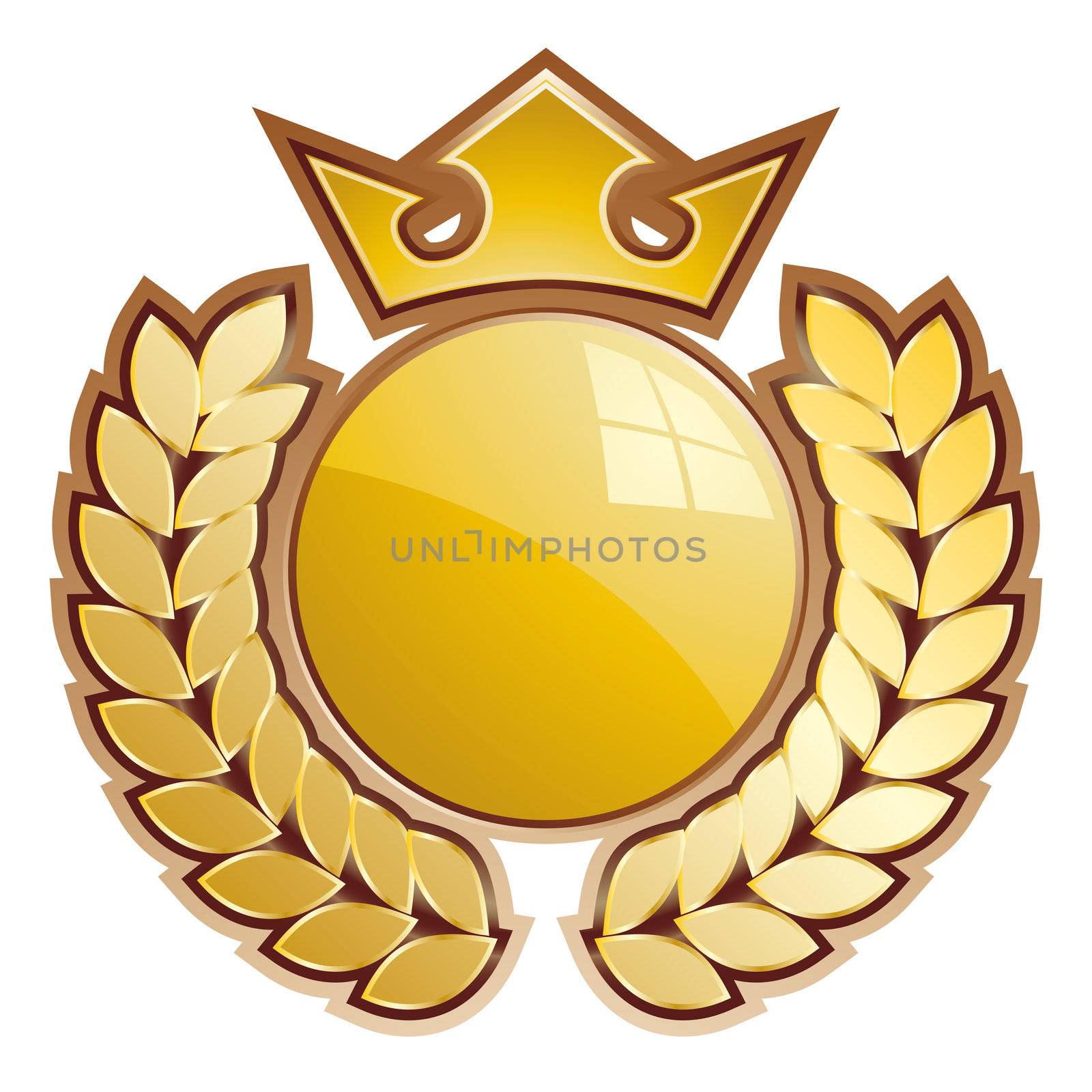 Gold sphere shield - whit crown and laurels.