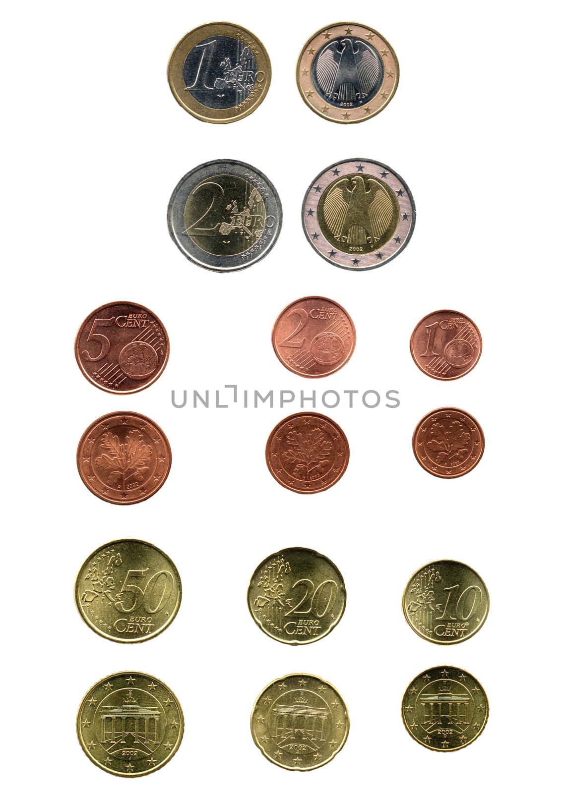 Euro coins money isolated over white (European currency)