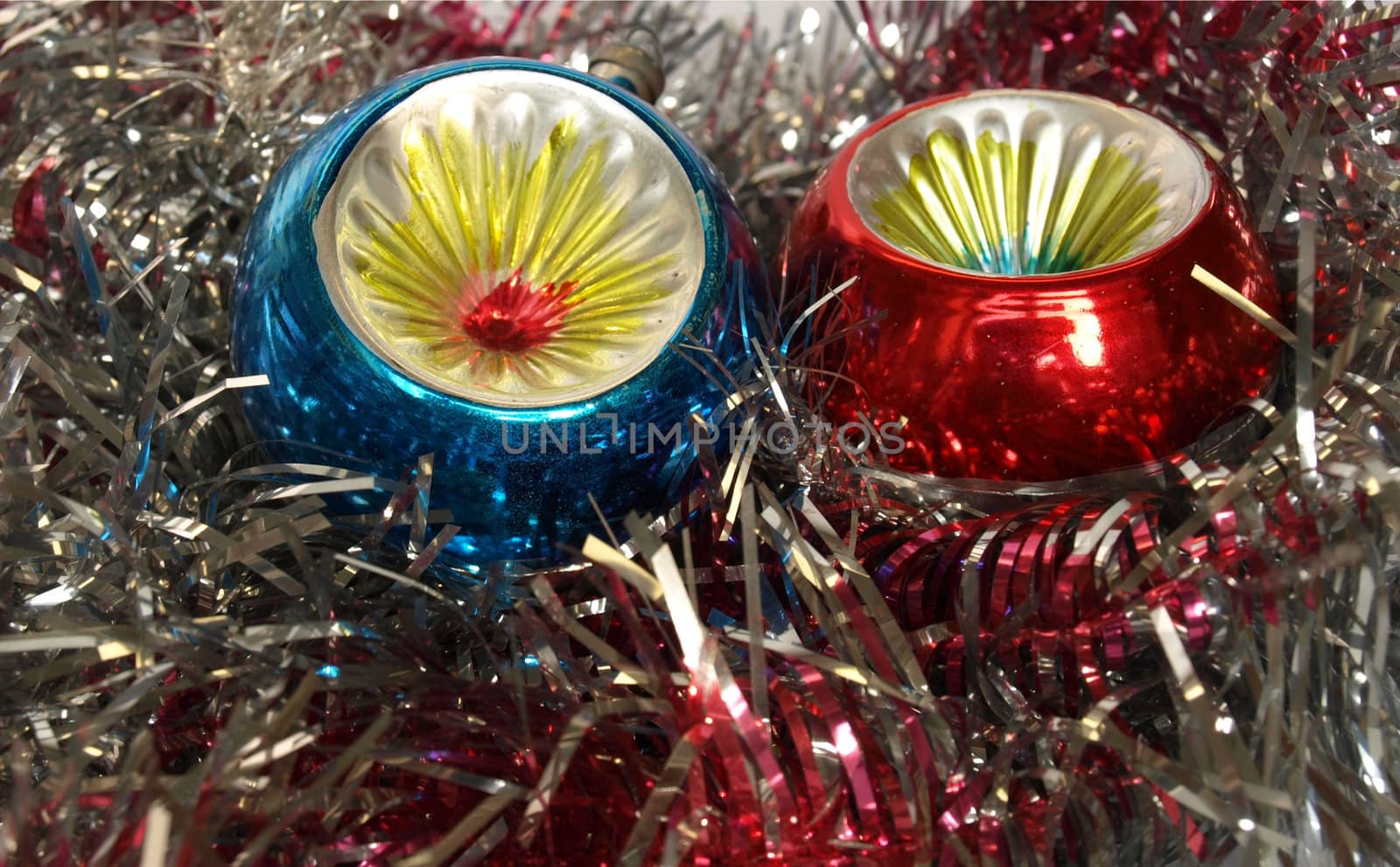 Tinsel and baubles for Christmas tree decoration